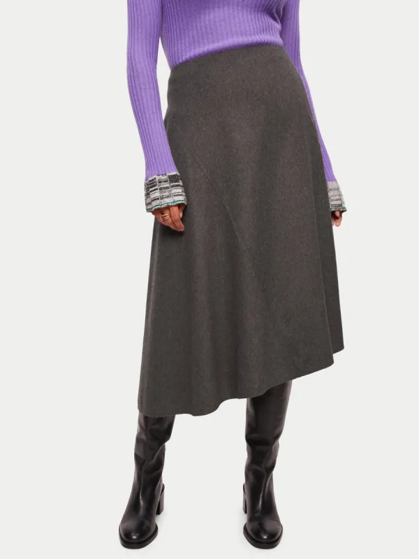 Asymmetric Flannel Skirt | Grey sold by Jigsaw