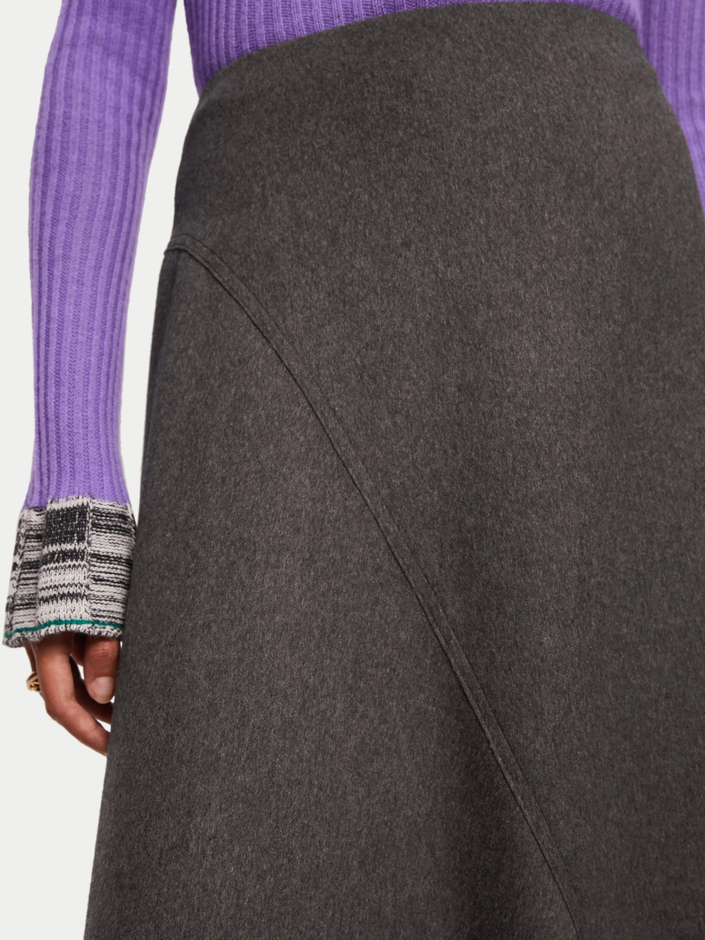 Asymmetric Flannel Skirt | Grey sold by Jigsaw product image thumbnail 2