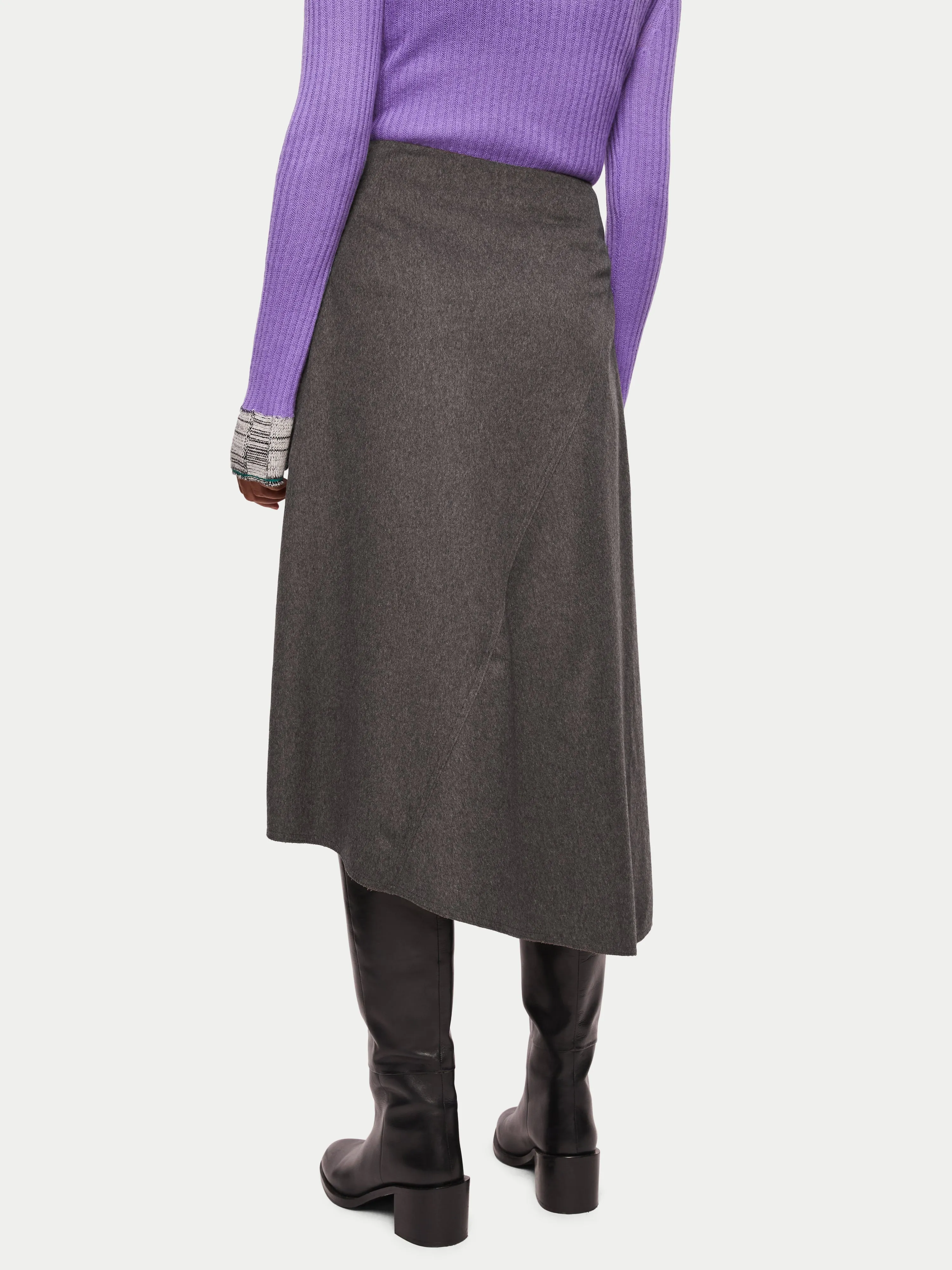 Asymmetric Flannel Skirt | Grey sold by Jigsaw product image thumbnail 5