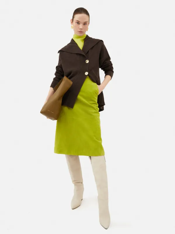 Suede Midi Skirt | Green sold by Jigsaw