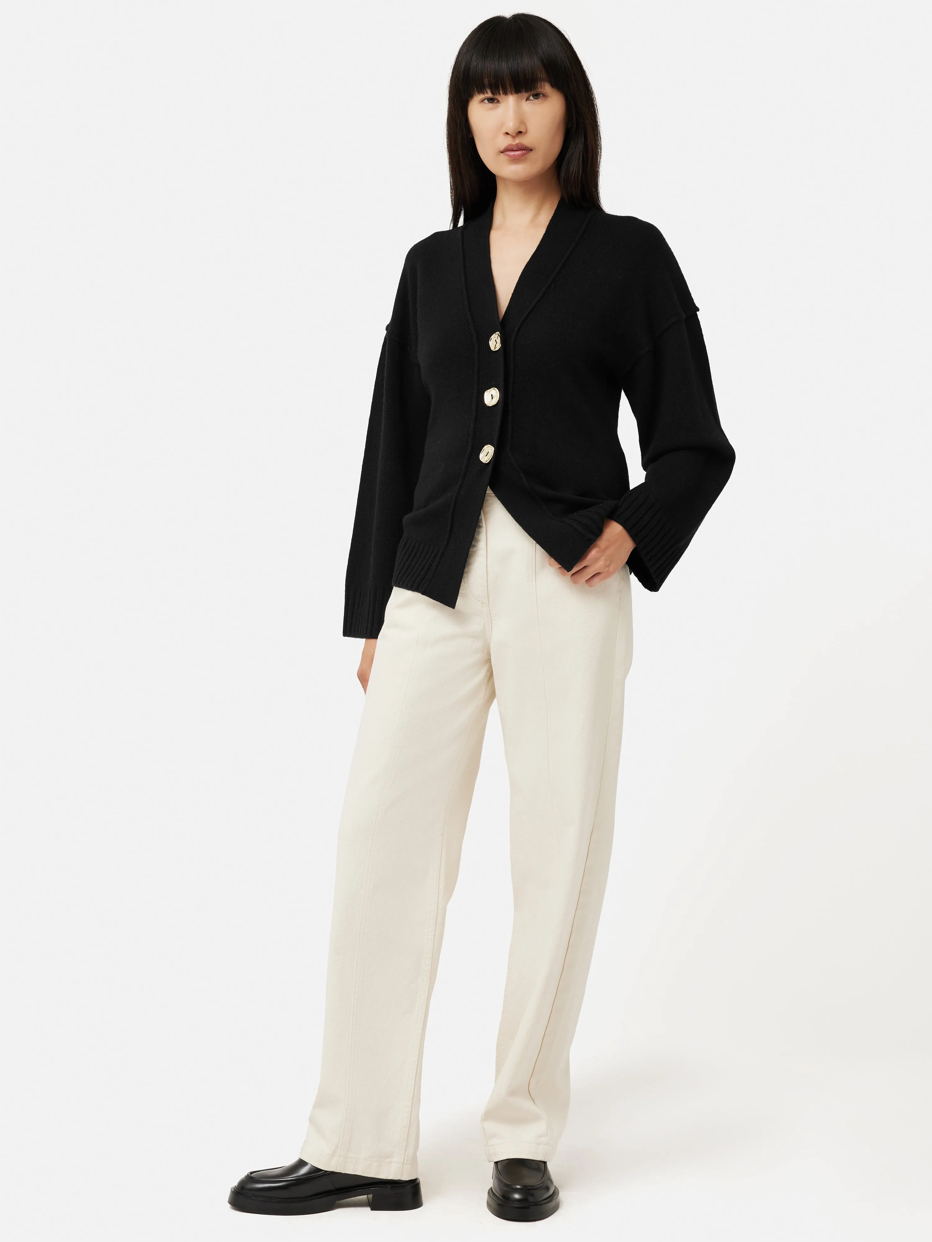 Metallic Button Cardigan | Black sold by Jigsaw product image thumbnail 5