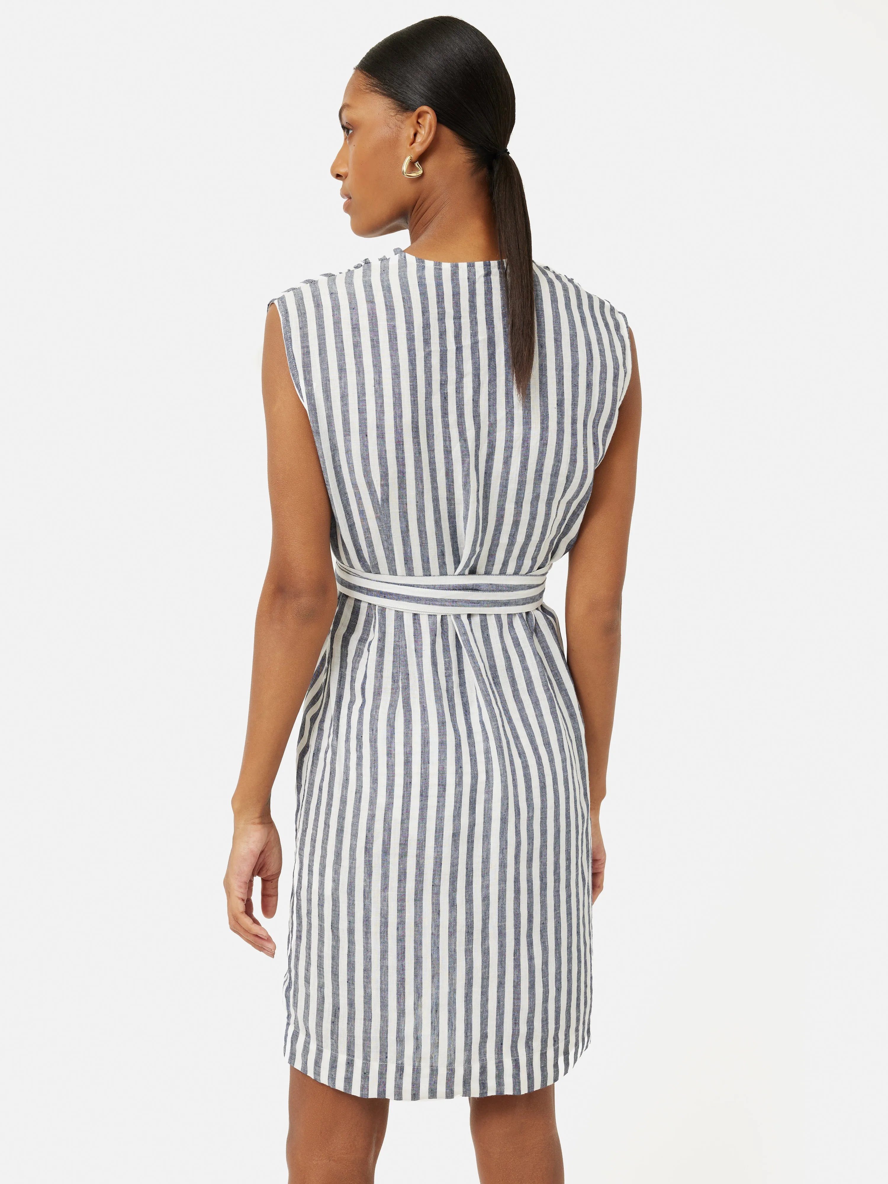 Linen Stripe Wrap Dress | Blue sold by Jigsaw product image thumbnail 4