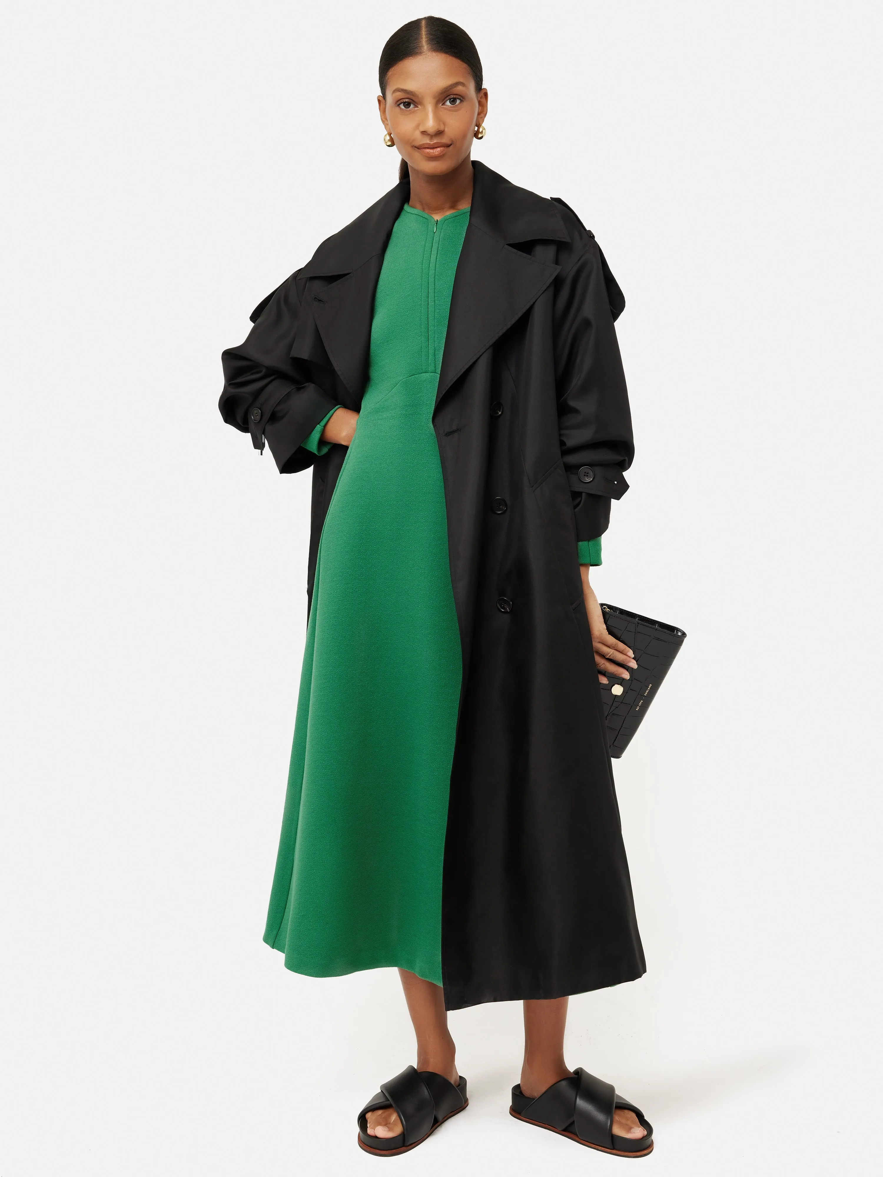 Crepe Jersey Zip Dress | Green sold by Jigsaw product image thumbnail 3
