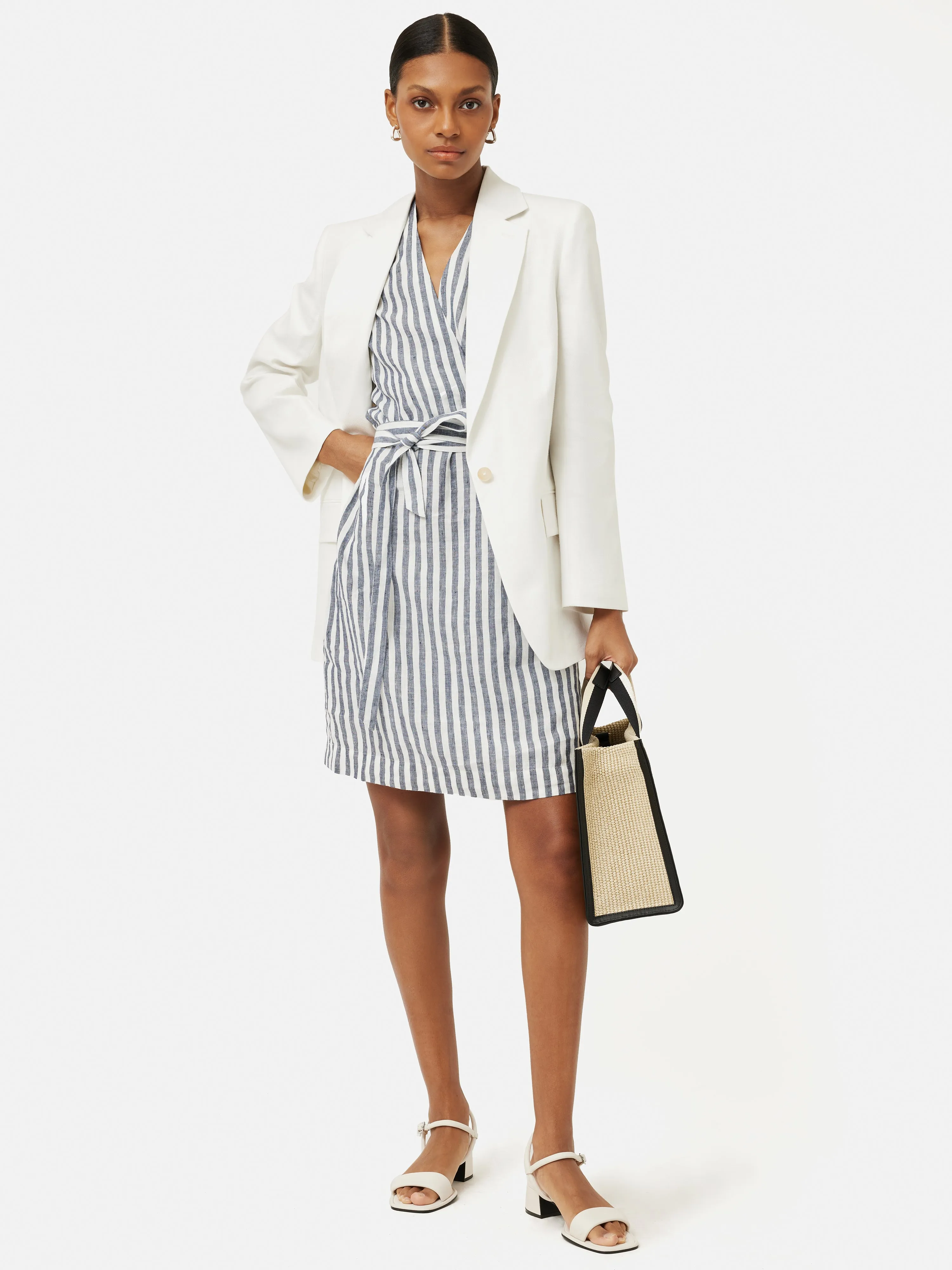 Linen Stripe Wrap Dress | Blue sold by Jigsaw product image thumbnail 3