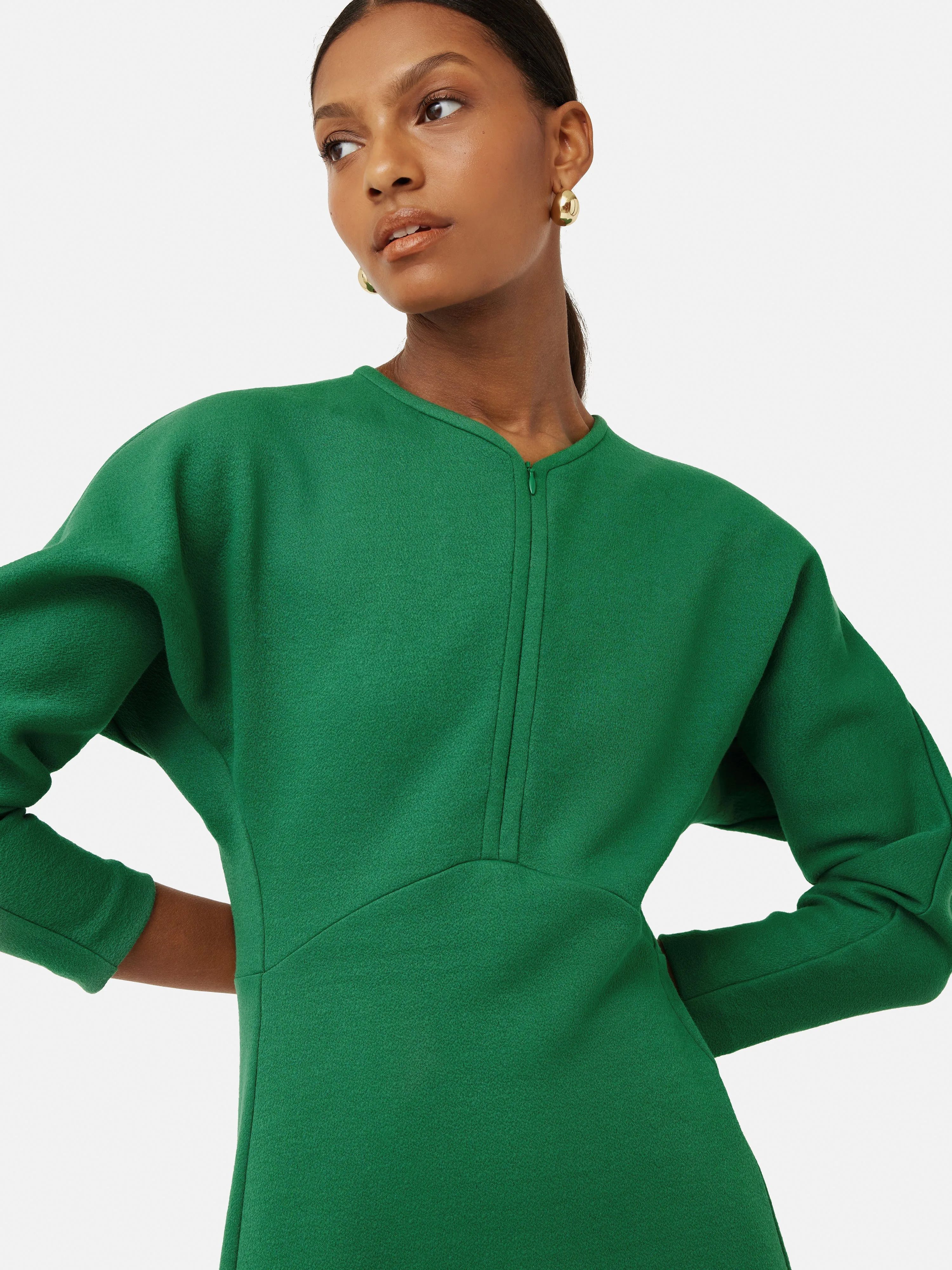 Crepe Jersey Zip Dress | Green sold by Jigsaw product image thumbnail 2