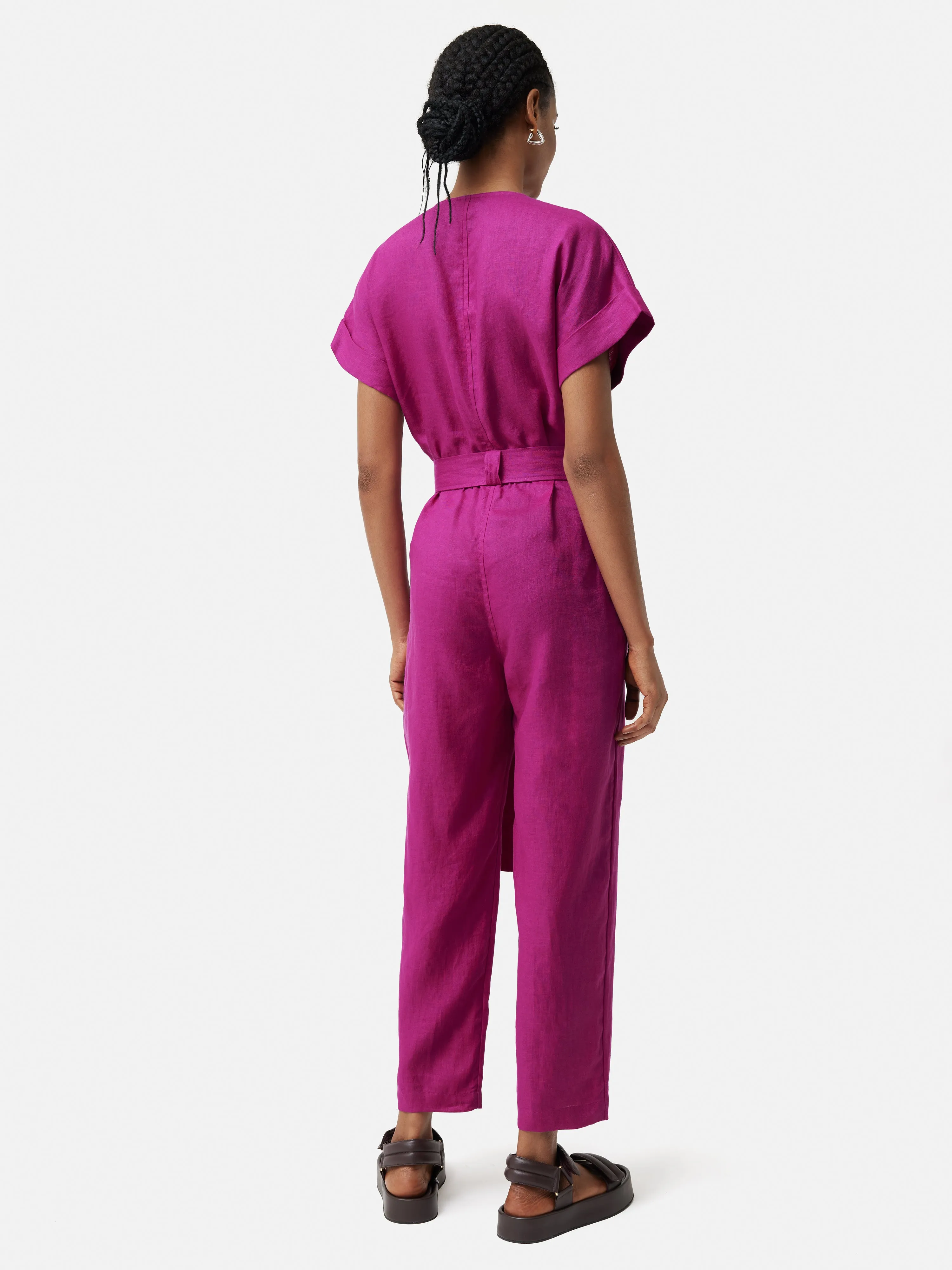 Linen Belted Jumpsuit | Magenta sold by Jigsaw product image thumbnail 5