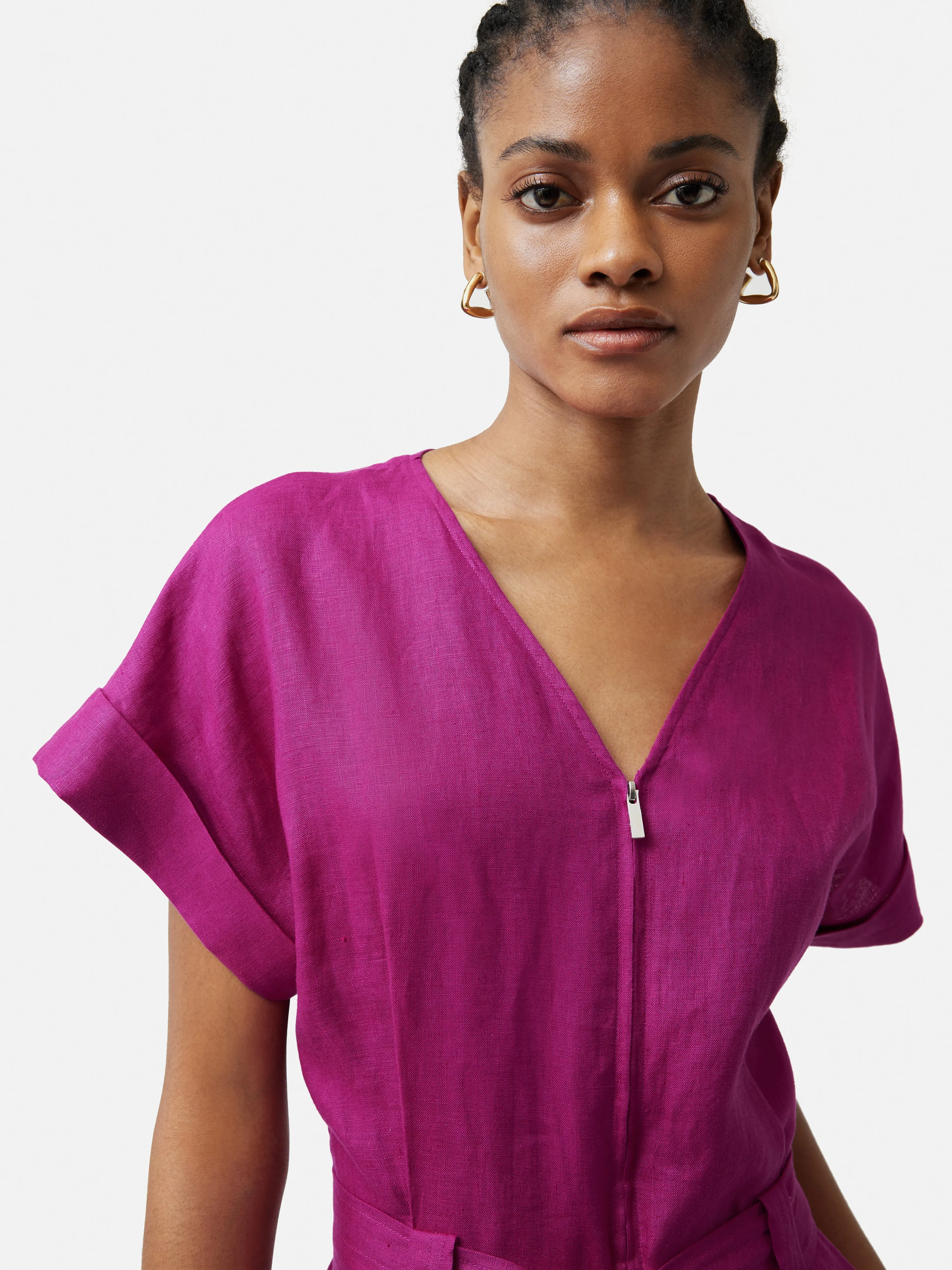 Linen Belted Jumpsuit | Magenta sold by Jigsaw product image thumbnail 2