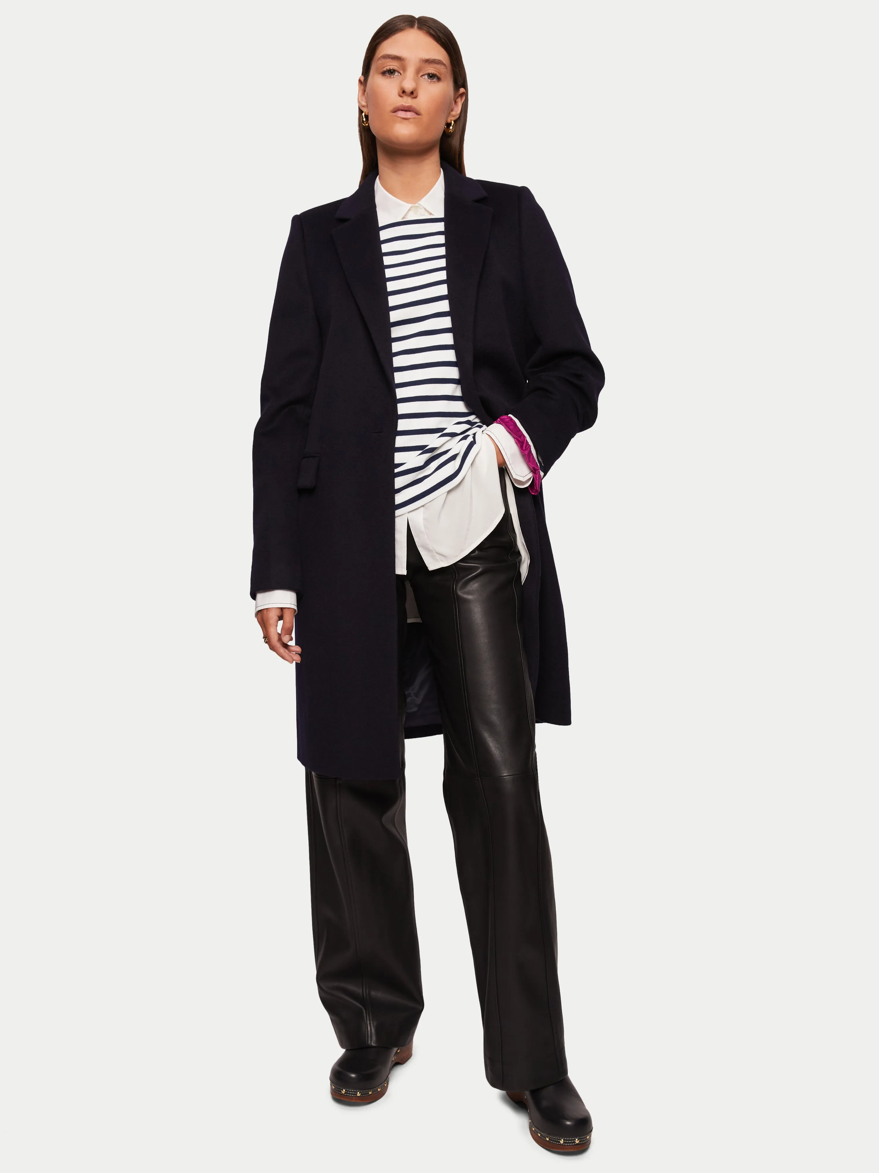 Satin Cuff Breton Top | Navy sold by Jigsaw product image thumbnail 3