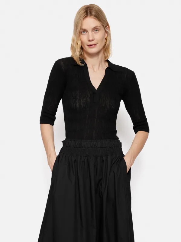Collar Knitted Top | Black sold by Jigsaw
