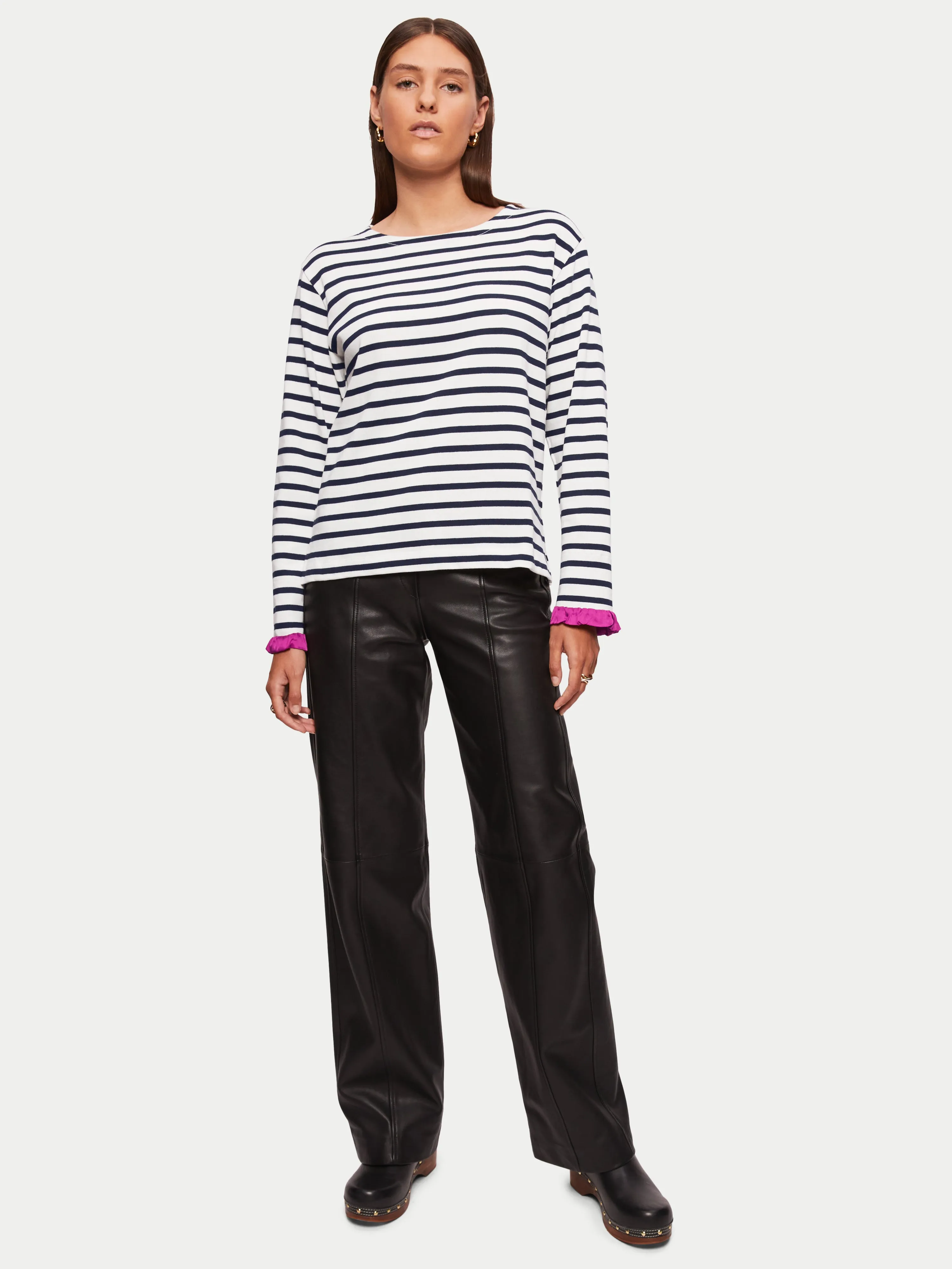 Satin Cuff Breton Top | Navy sold by Jigsaw product image thumbnail 4