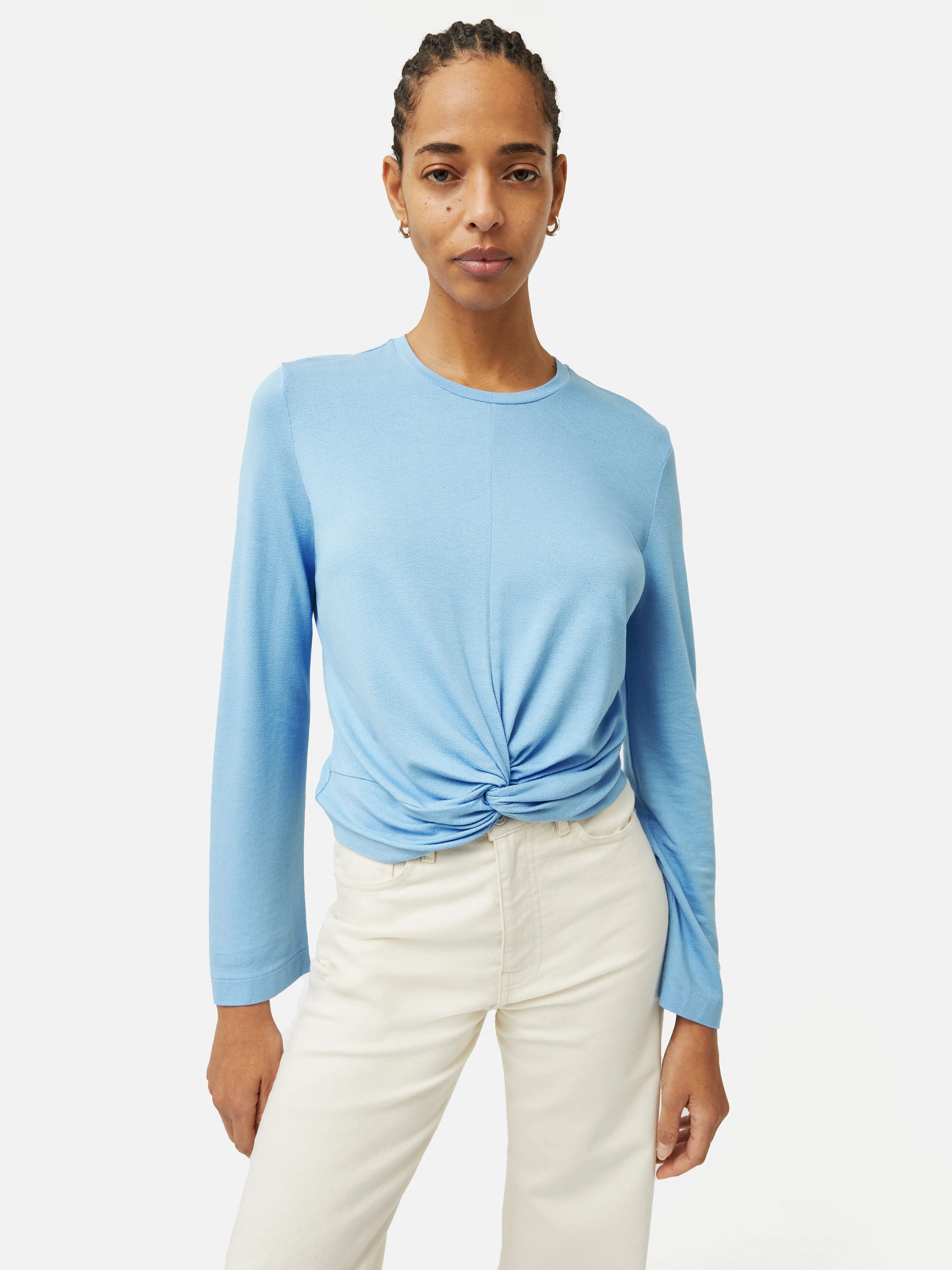 Knotted Front Long Sleeve Top | Blue sold by Jigsaw product image thumbnail 2