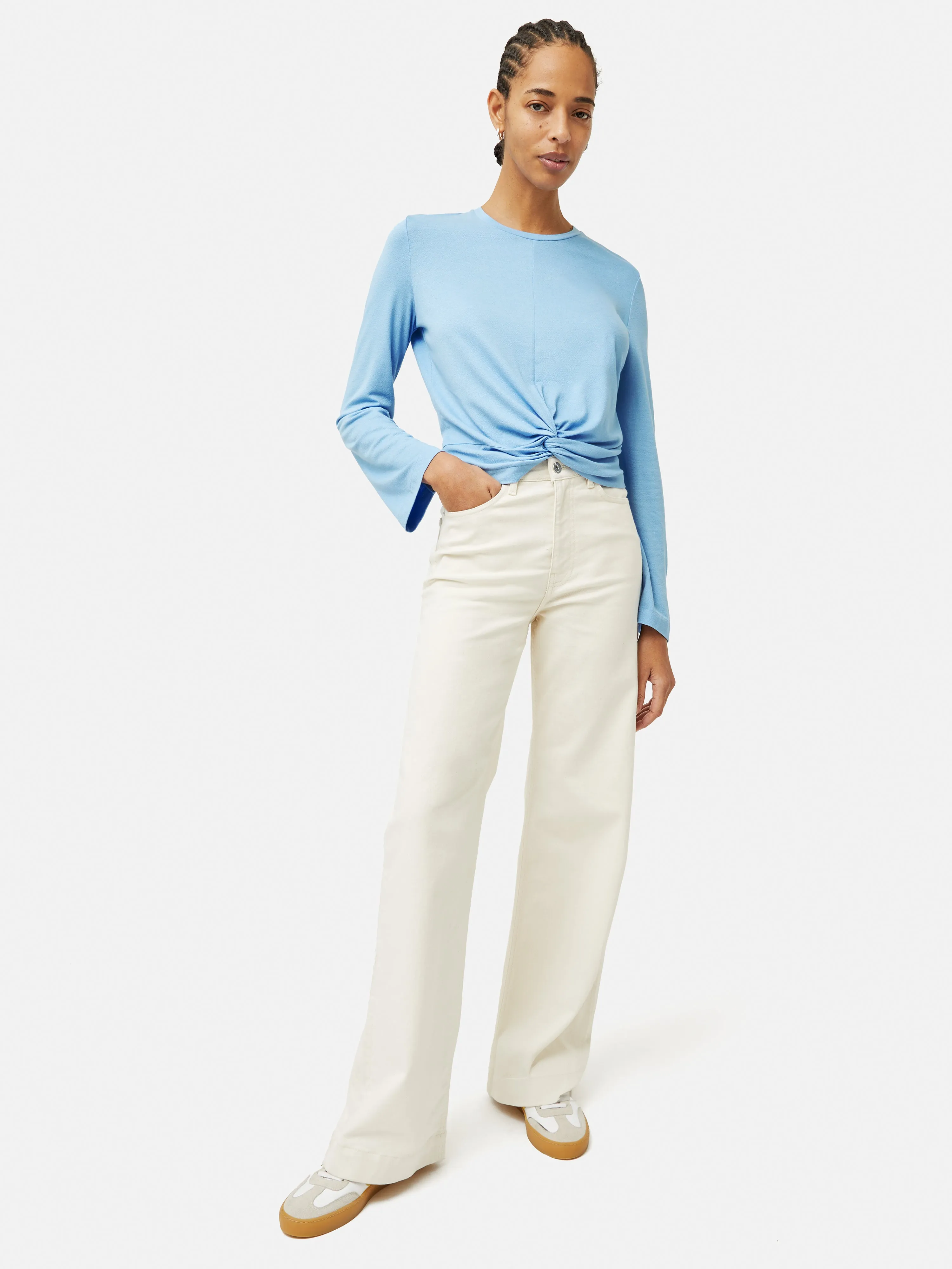 Knotted Front Long Sleeve Top | Blue sold by Jigsaw product image thumbnail 3