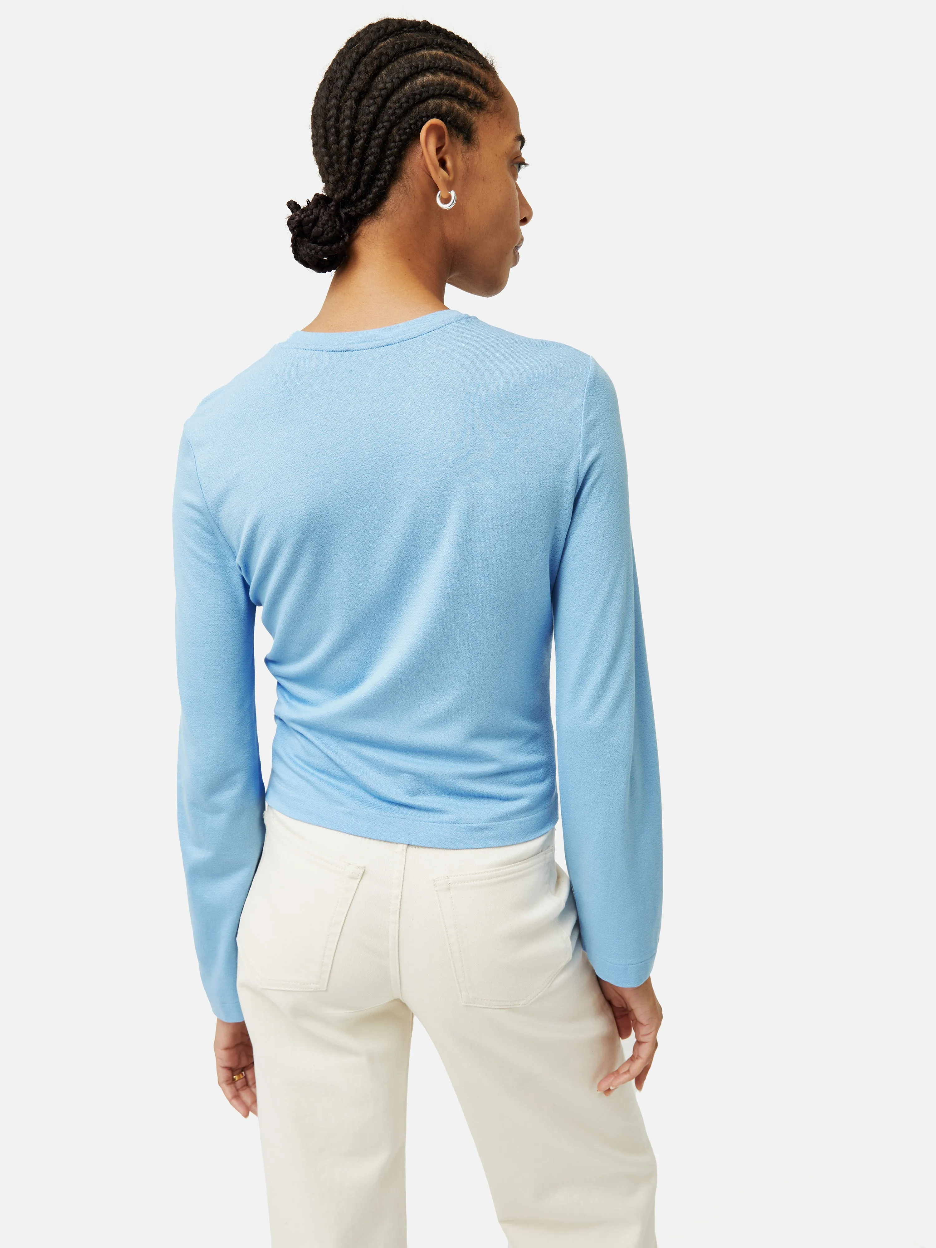 Knotted Front Long Sleeve Top | Blue sold by Jigsaw product image thumbnail 5