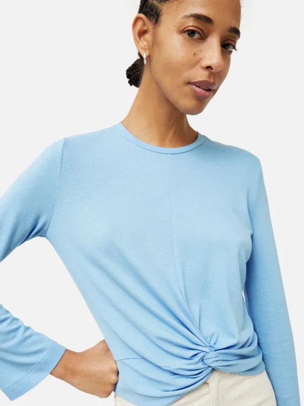 Knotted Front Long Sleeve Top | Blue sold by Jigsaw