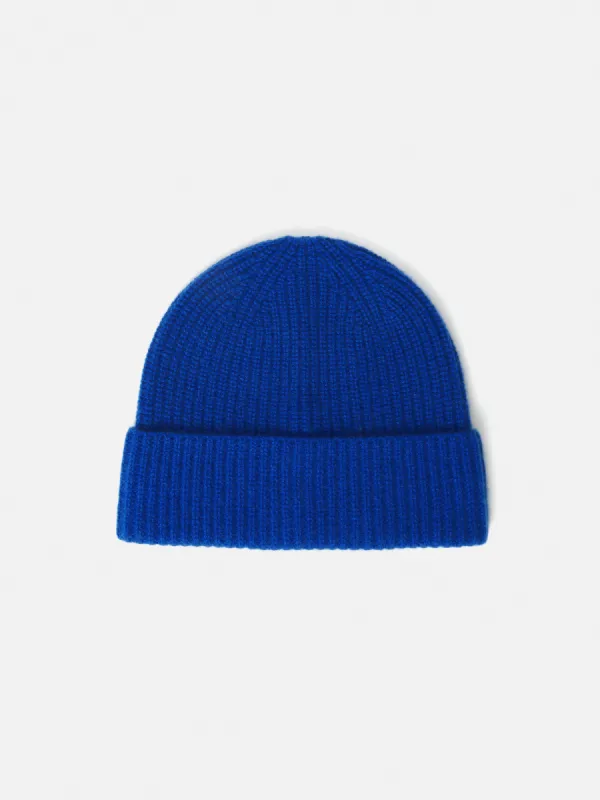 Wool Cashmere Blend Beanie | Electric Blue sold by Jigsaw