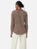 Cotton Slub Stripe Long Sleeve Tee | Burgundy sold by Jigsaw
