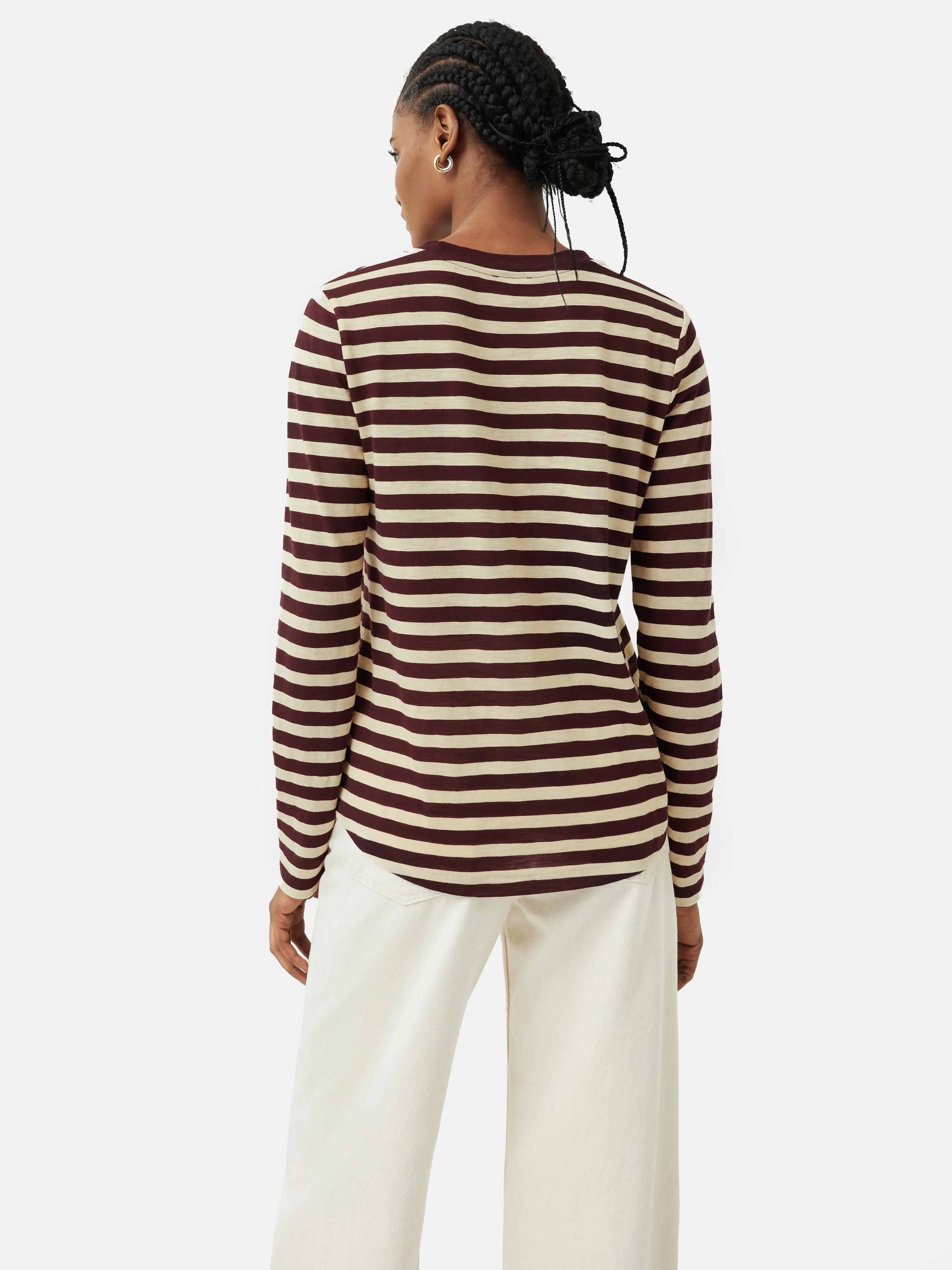 Cotton Slub Stripe Long Sleeve Tee | Burgundy sold by Jigsaw product image thumbnail 5