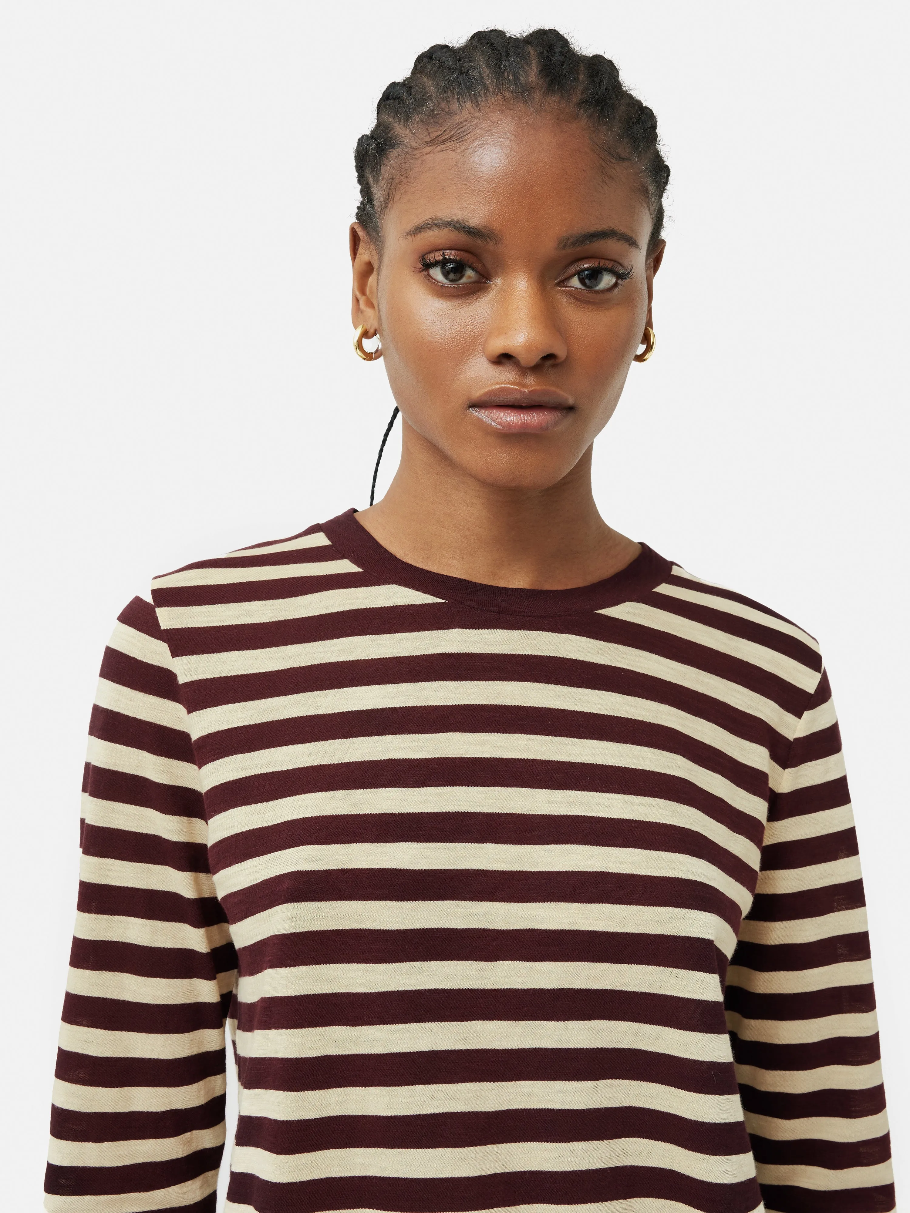 Cotton Slub Stripe Long Sleeve Tee | Burgundy sold by Jigsaw product image thumbnail 2
