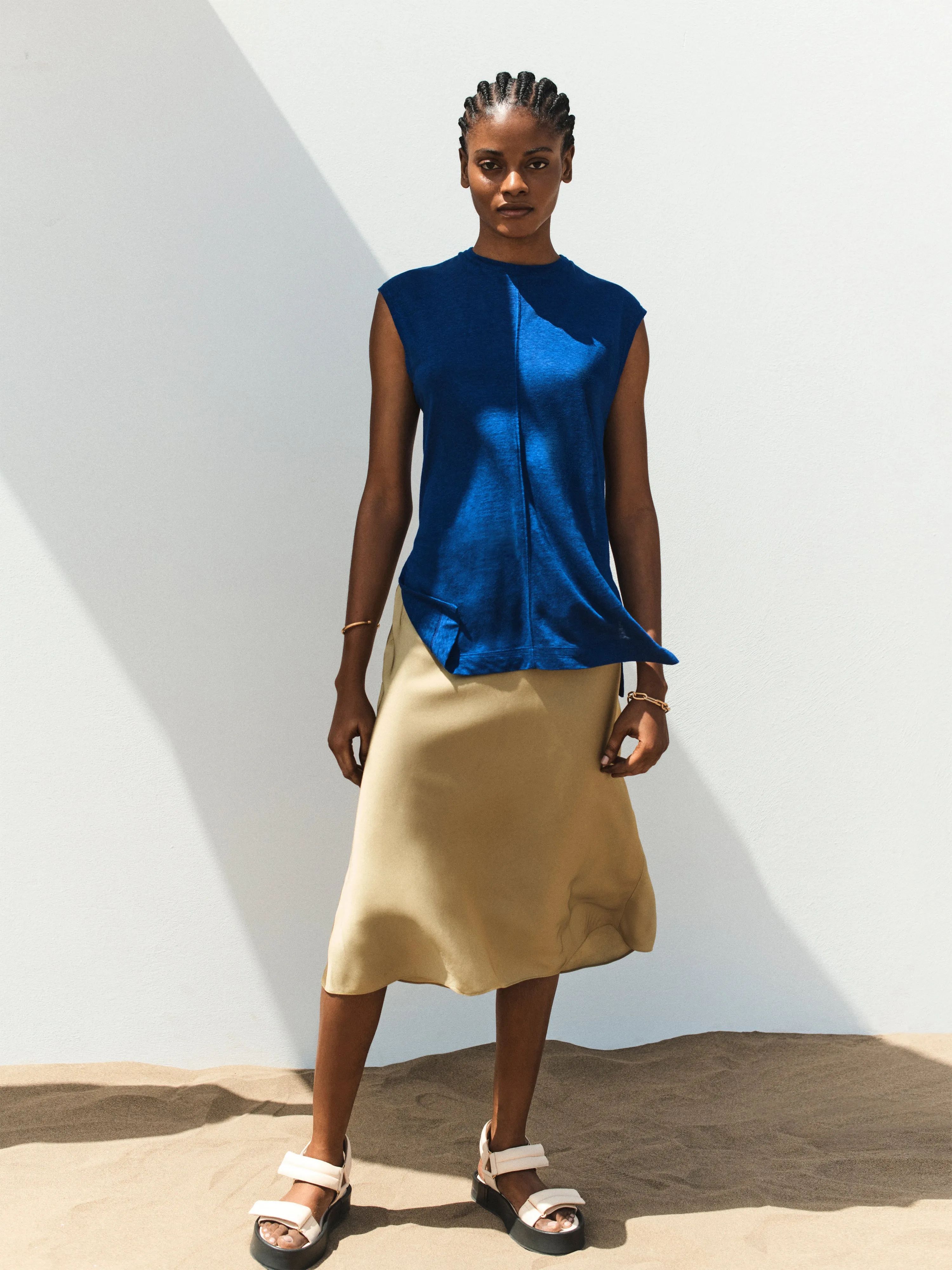 Linen Tunic Tee | Blue sold by Jigsaw