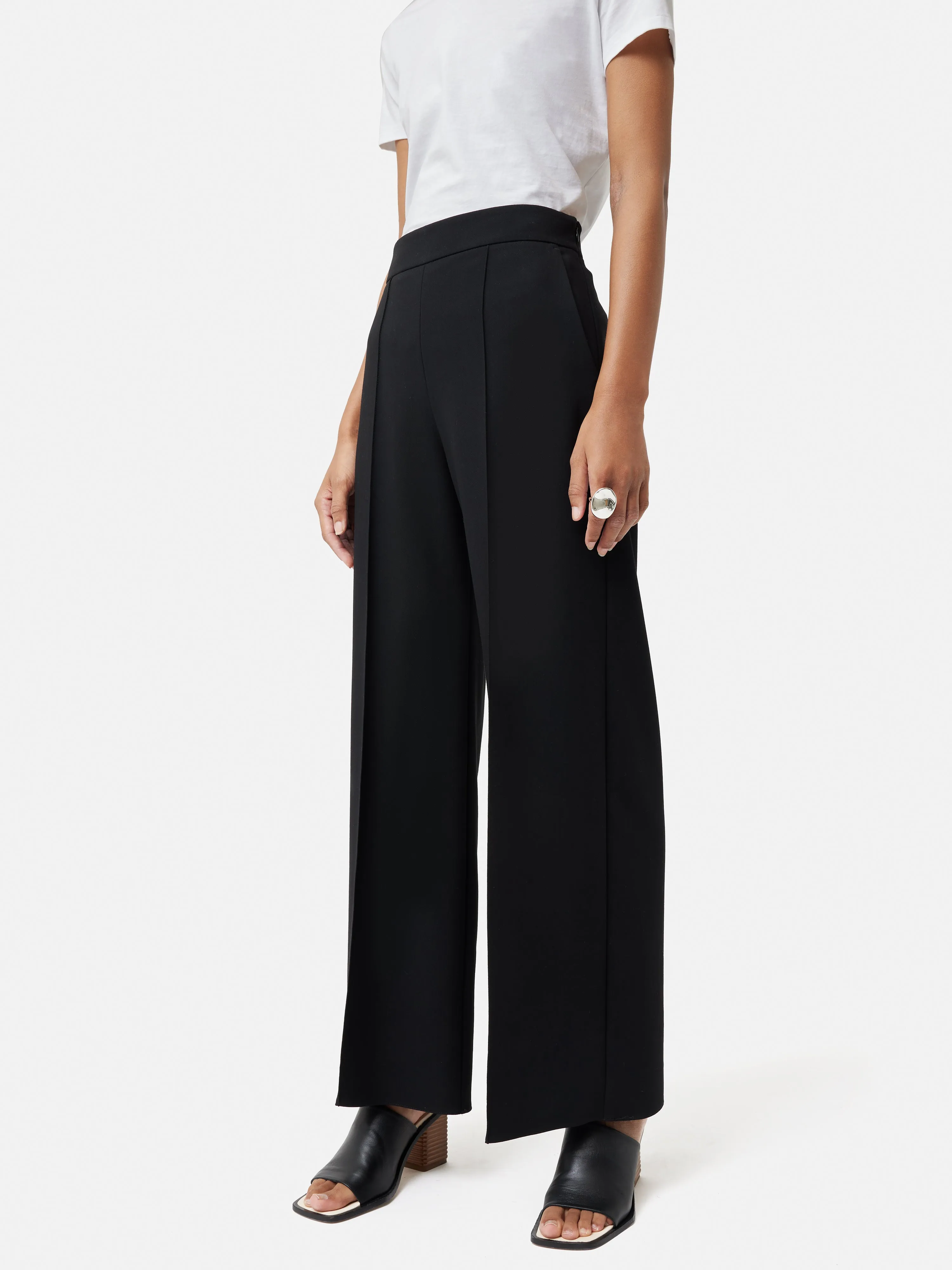 Italian Modern Crepe Sailor Trouser | Black sold by Jigsaw