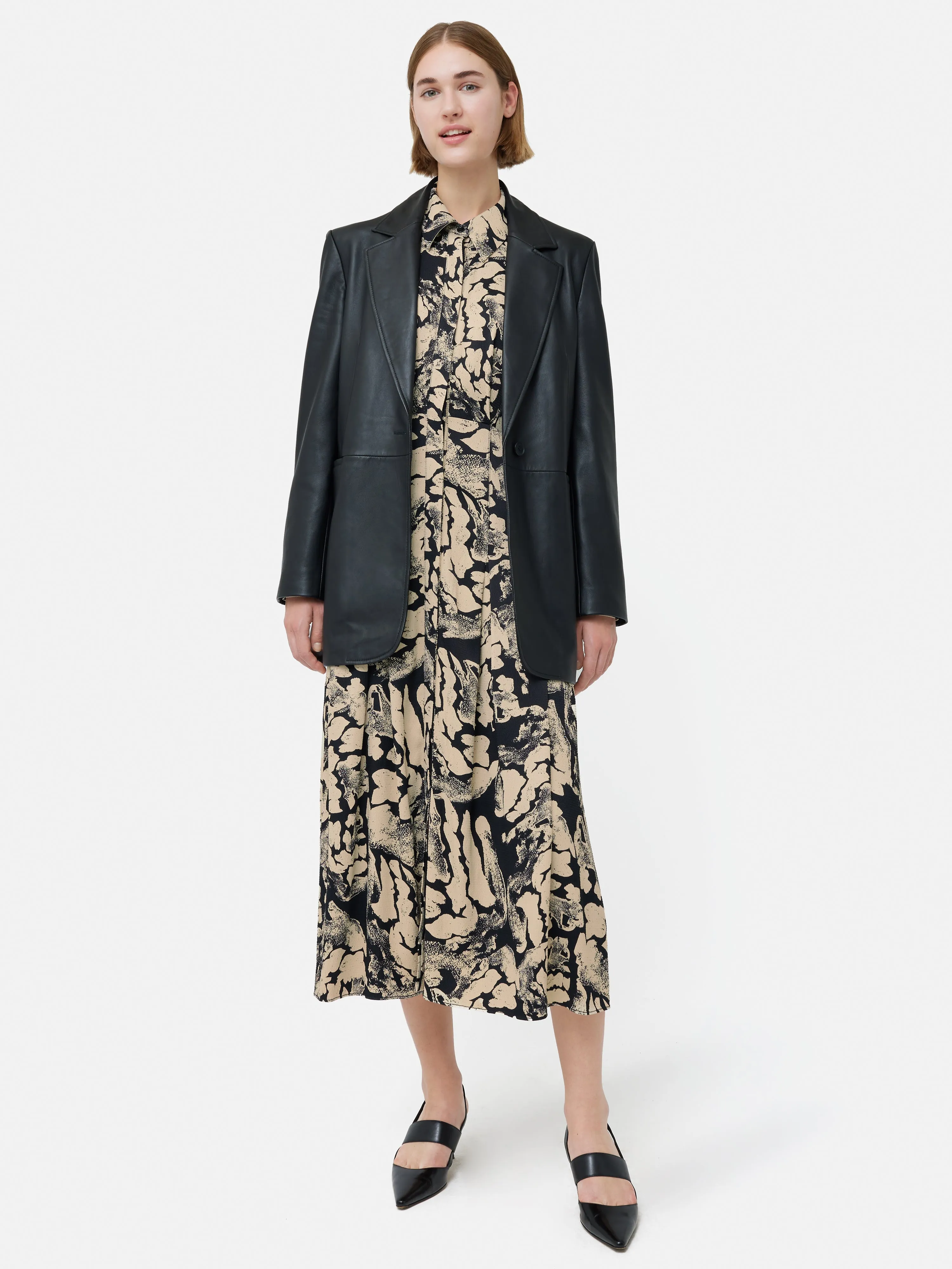 Ink Wave Satin Shirt Dress | Monochrome sold by Jigsaw product image thumbnail 2