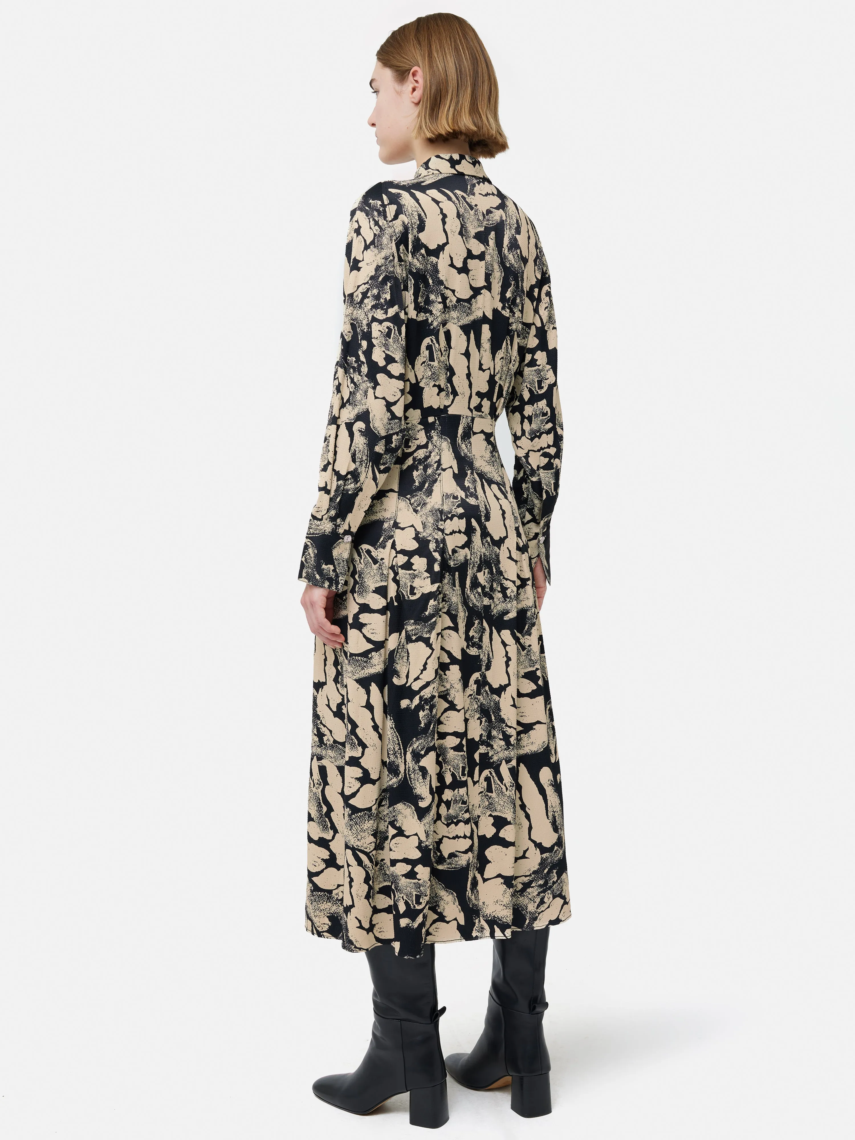 Ink Wave Satin Shirt Dress | Monochrome sold by Jigsaw product image thumbnail 4