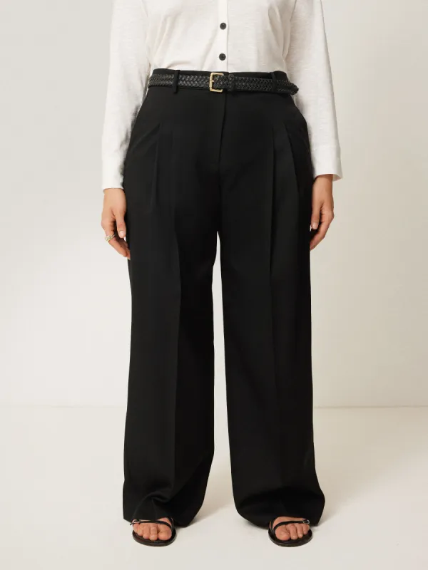 Kemp Wide Leg Japanese Wool Trouser | Black sold by Jigsaw