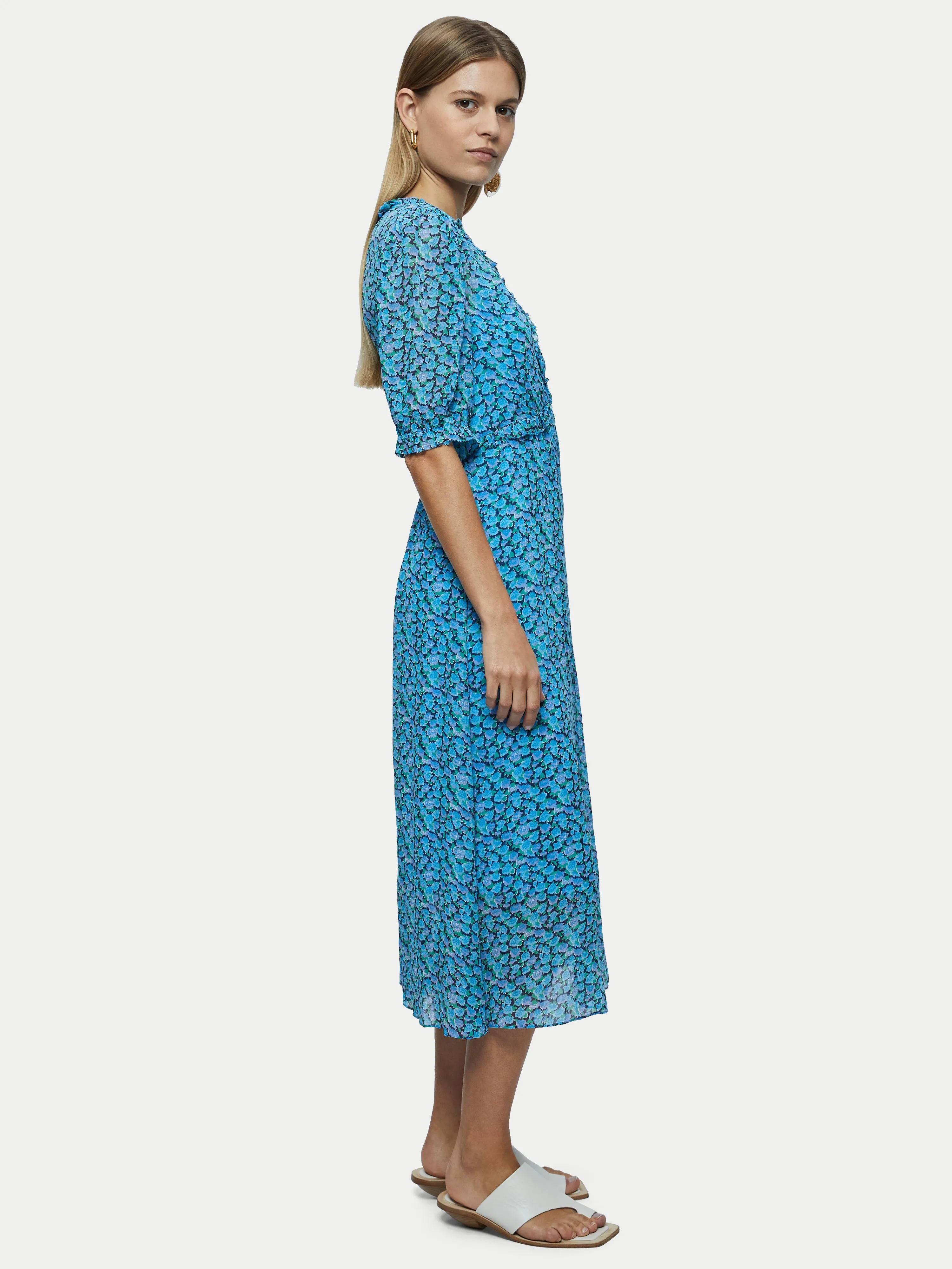 Hydrangea Crinkle Dress | Blue sold by Jigsaw product image thumbnail 4