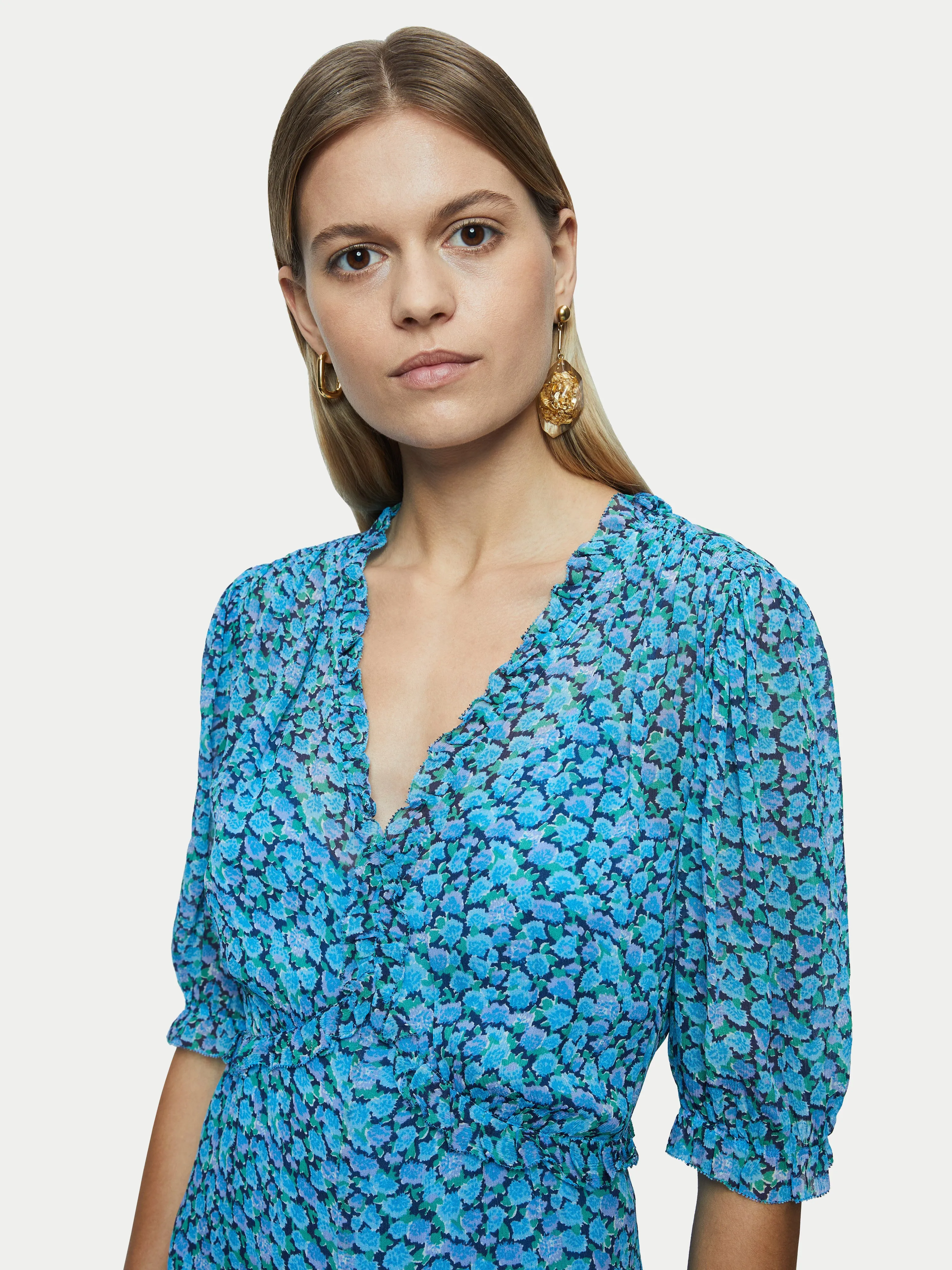 Hydrangea Crinkle Dress | Blue sold by Jigsaw product image thumbnail 2