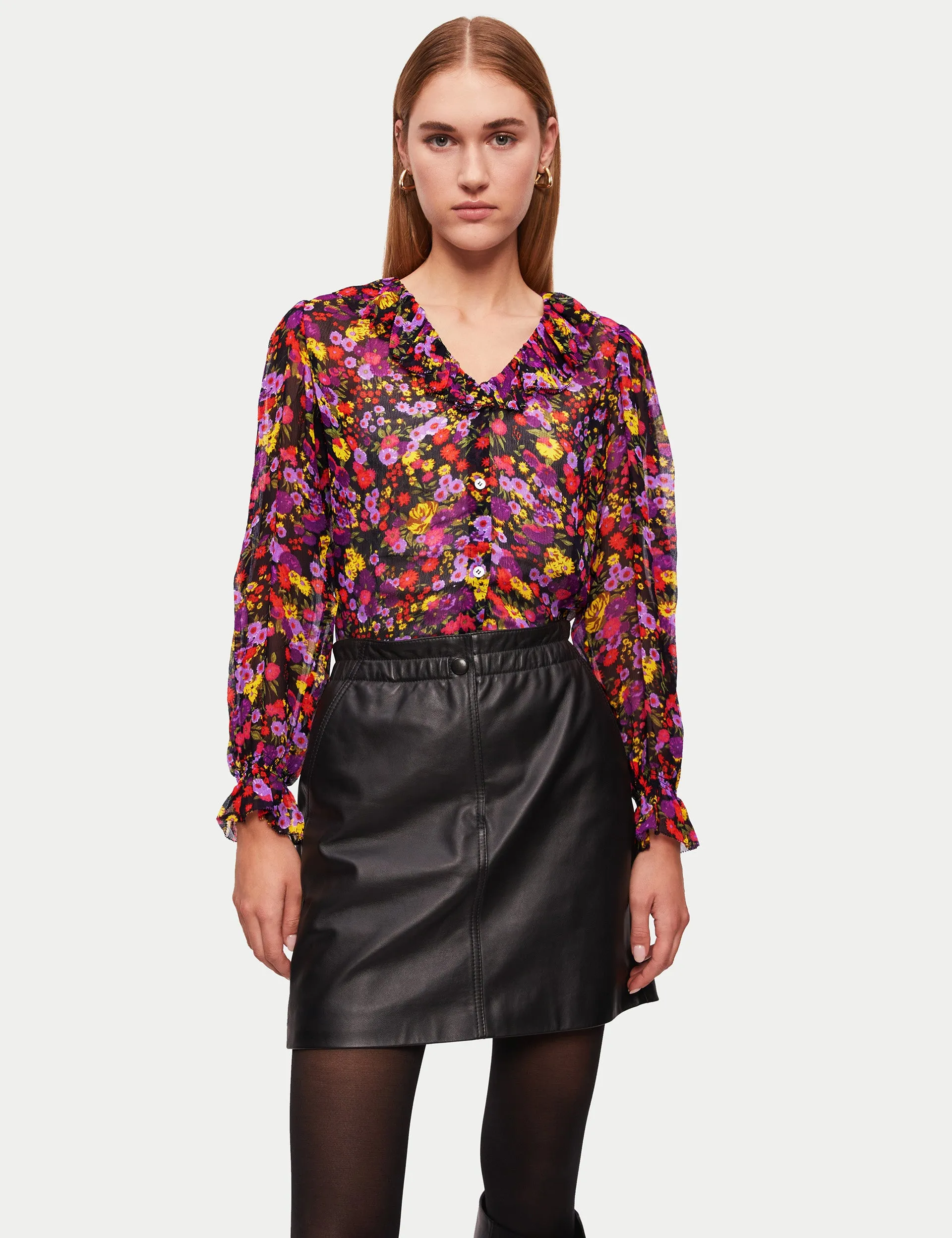 Wild Meadow Crinkle Top | Purple sold by Jigsaw