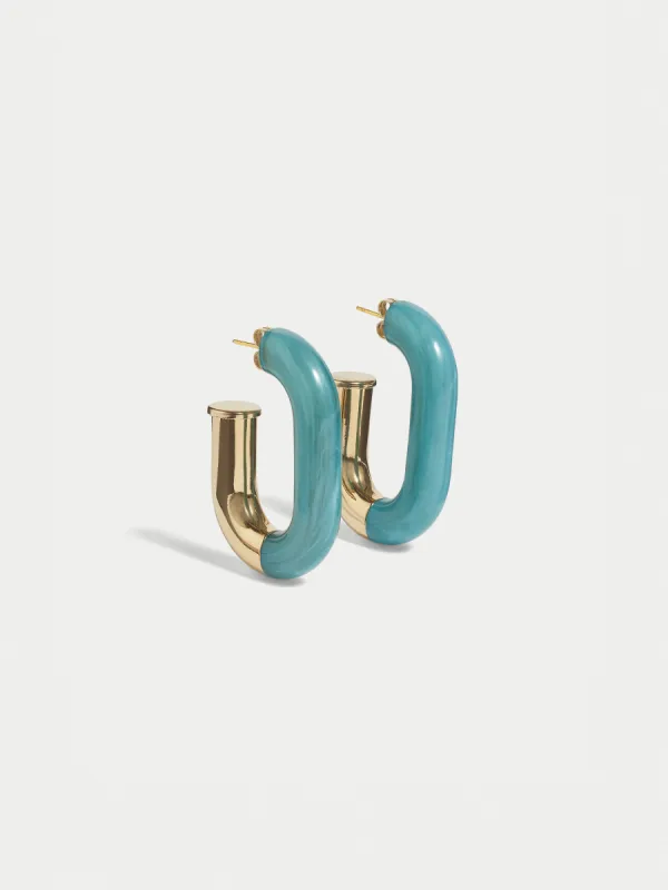 Resin And Metal Hoop Earring | Blue sold by Jigsaw