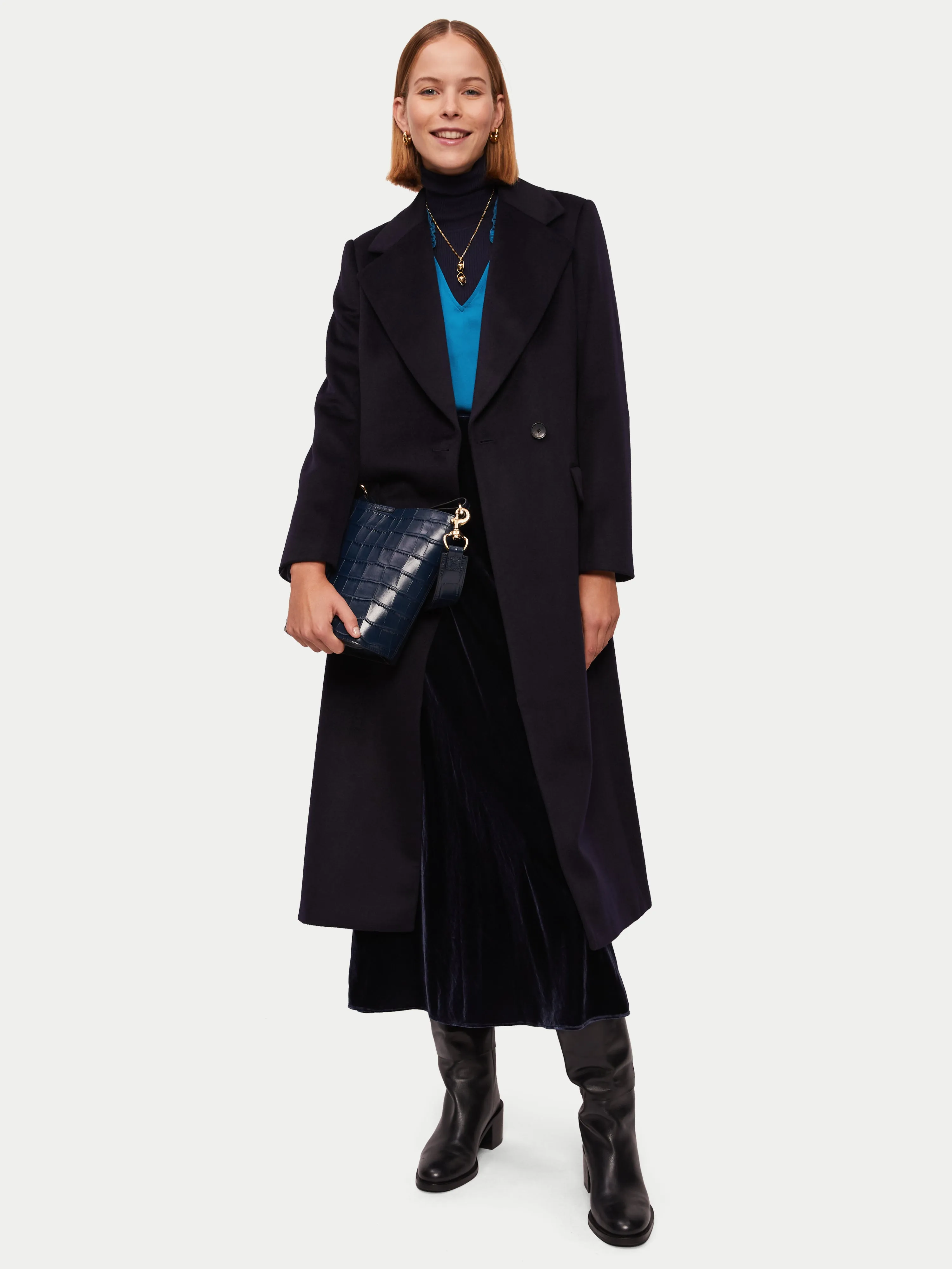 Recycled Satin Long Sleeve Top | Blue sold by Jigsaw product image thumbnail 3