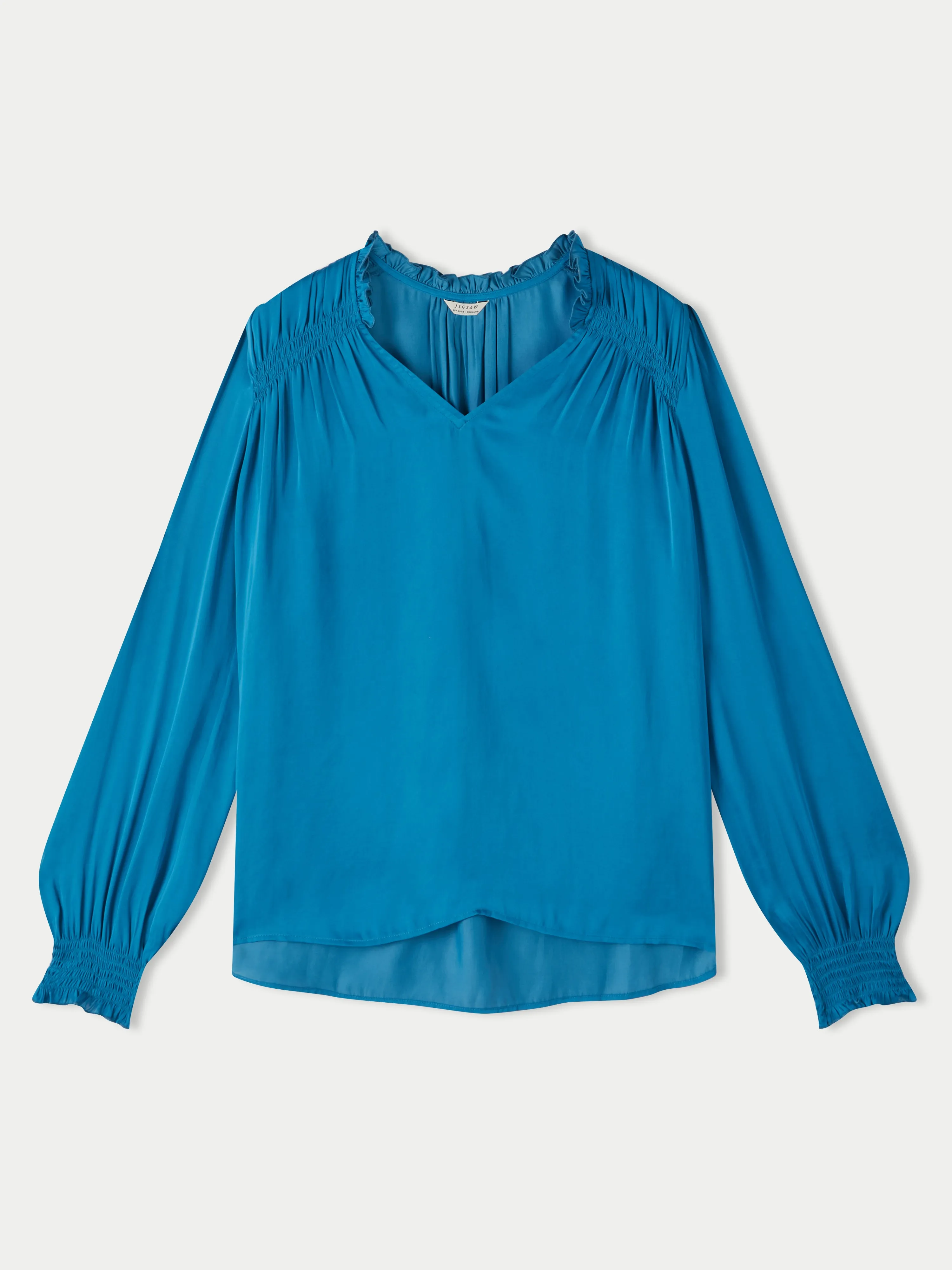 Recycled Satin Long Sleeve Top | Blue sold by Jigsaw product image thumbnail 5