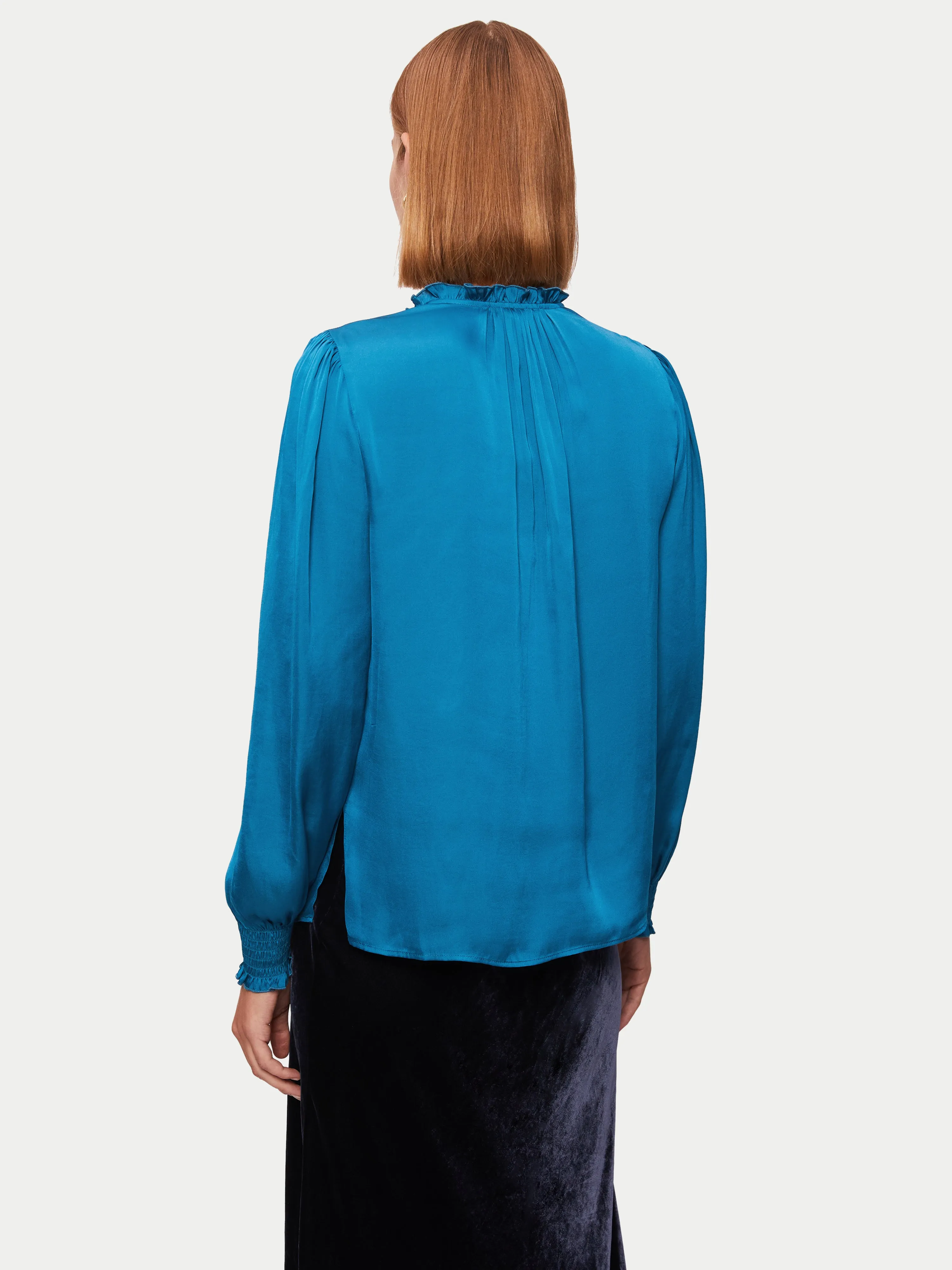 Recycled Satin Long Sleeve Top | Blue sold by Jigsaw product image thumbnail 4