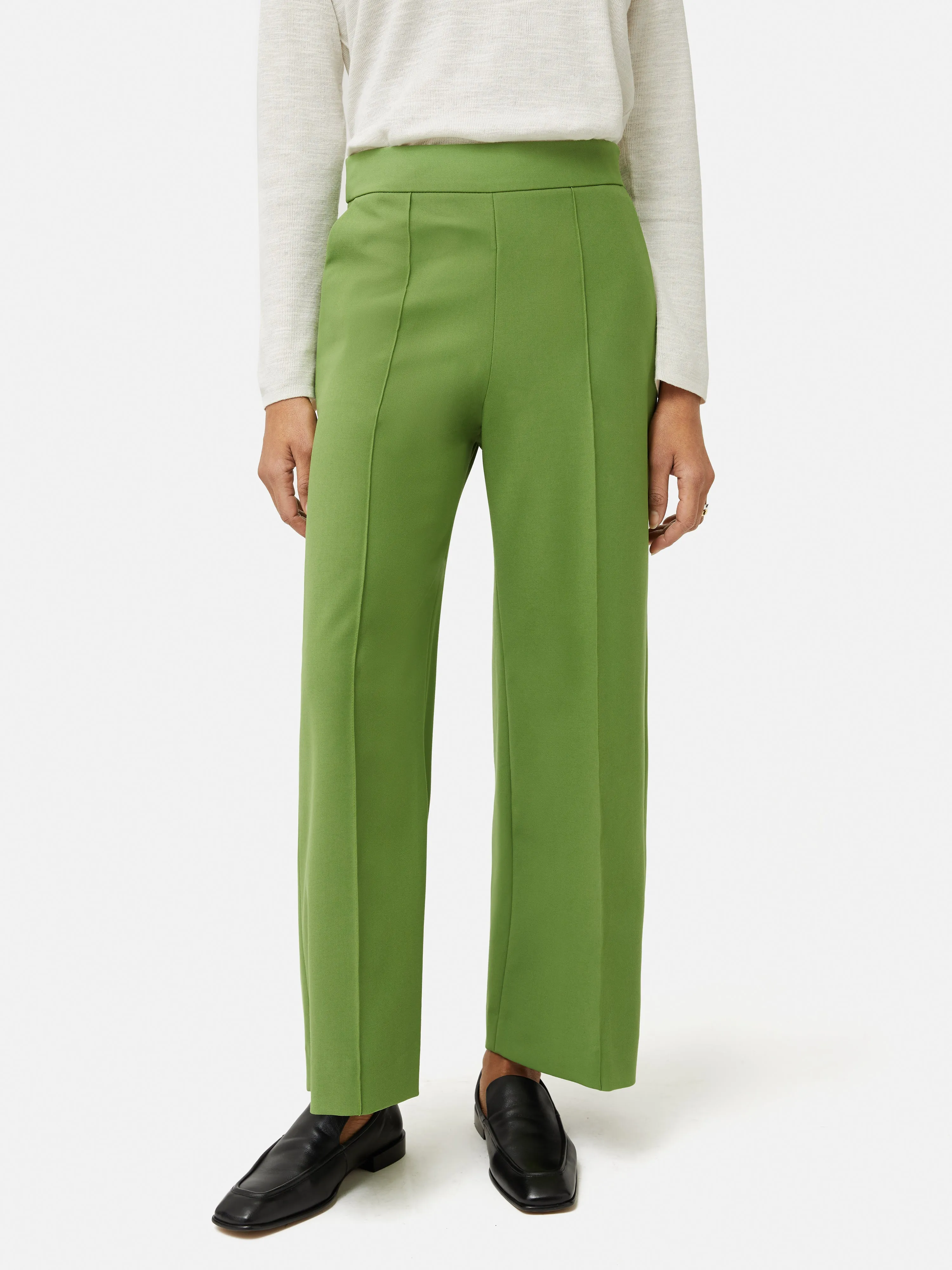 Italian Modern Crepe Sailor Trouser | Green sold by Jigsaw