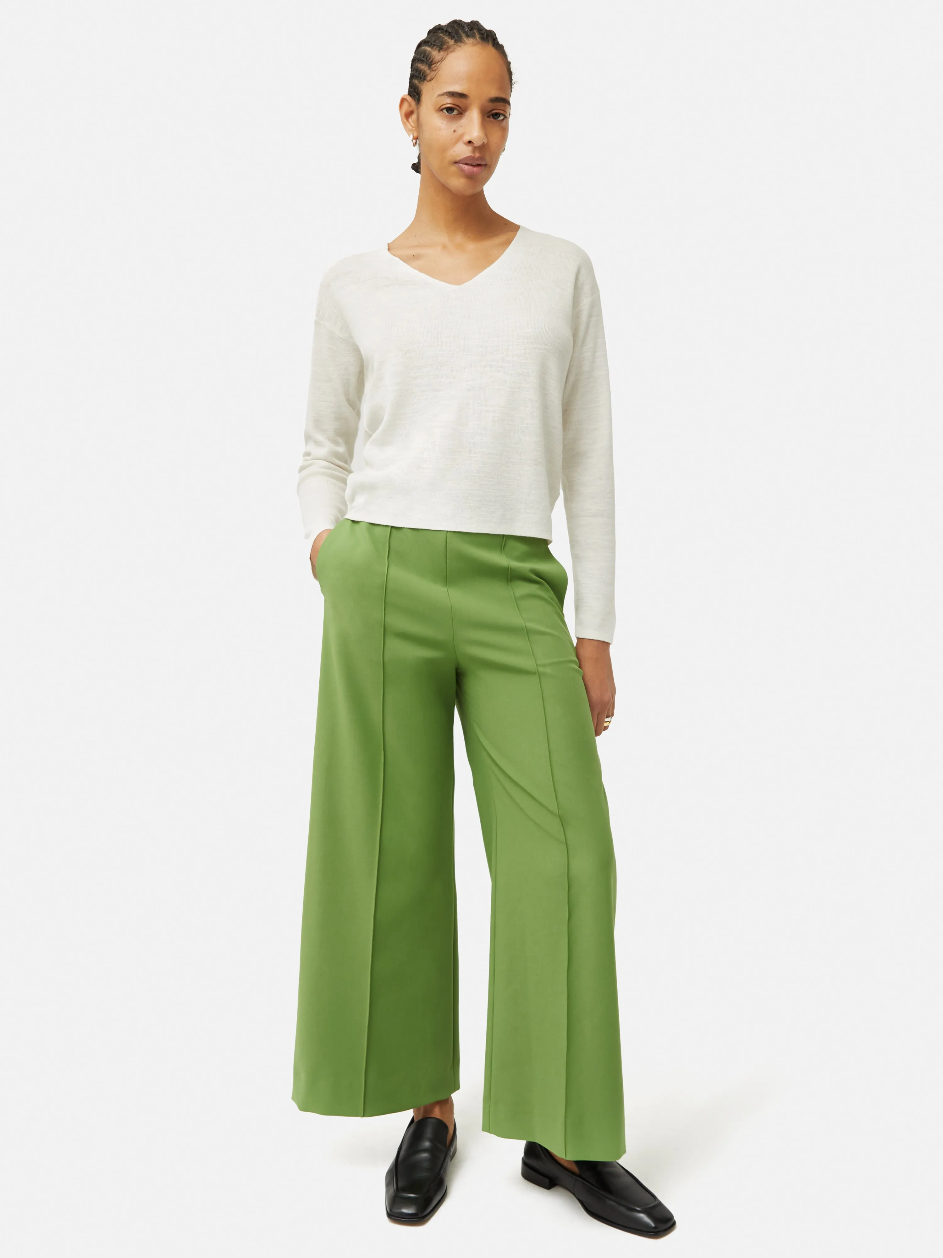 Italian Modern Crepe Sailor Trouser | Green sold by Jigsaw product image thumbnail 3