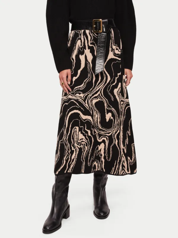 Rock Swirl Knitted Skirt | Black sold by Jigsaw