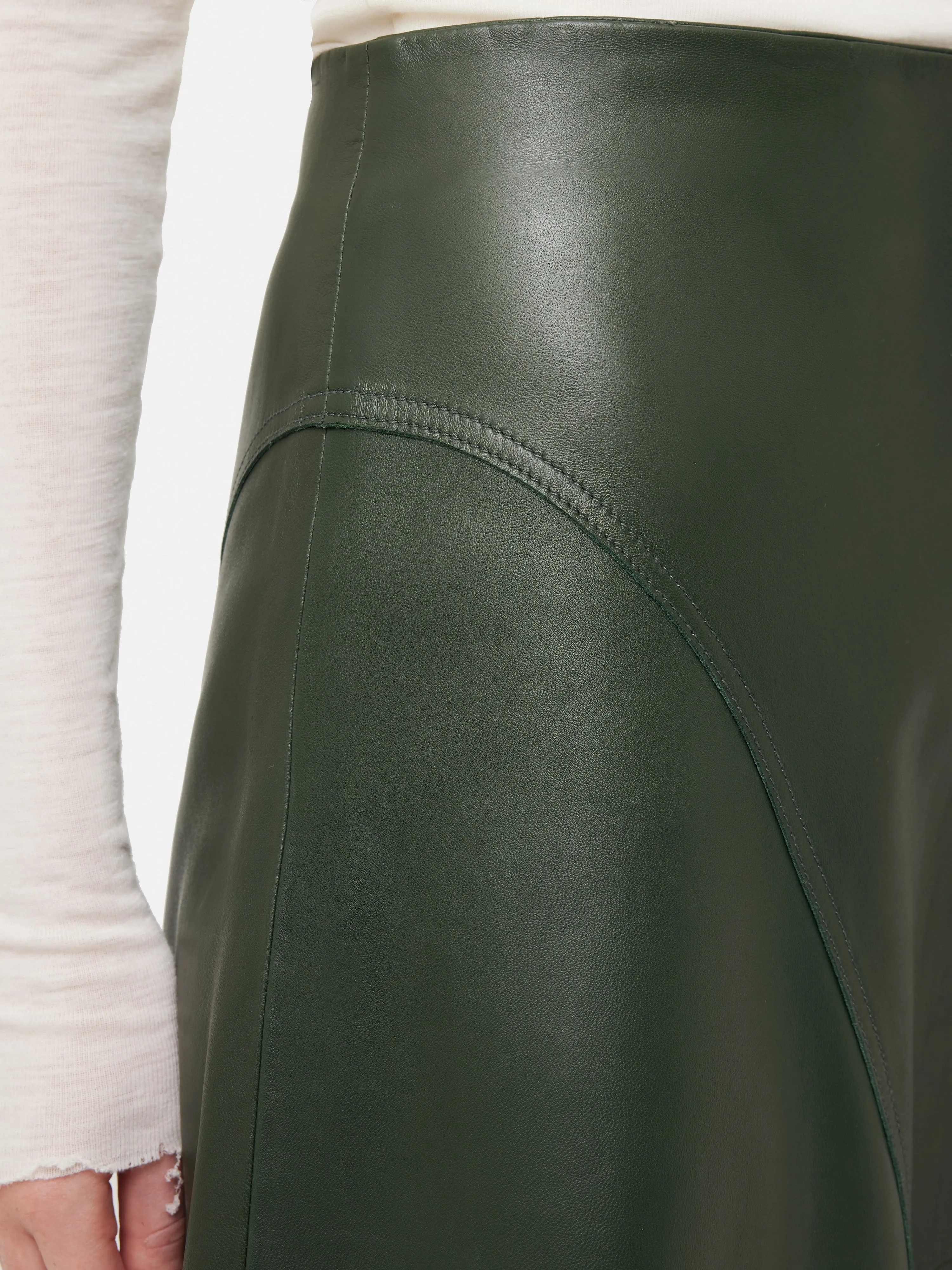 Leather Midi Asymmetric Skirt | Green sold by Jigsaw product image thumbnail 4