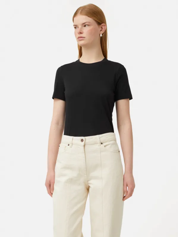 Supima Cotton Crew Neck Tee | Black sold by Jigsaw
