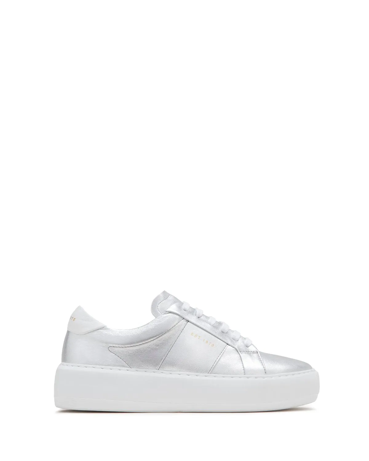 Riva Leather Platform Trainer | Silver sold by Jigsaw