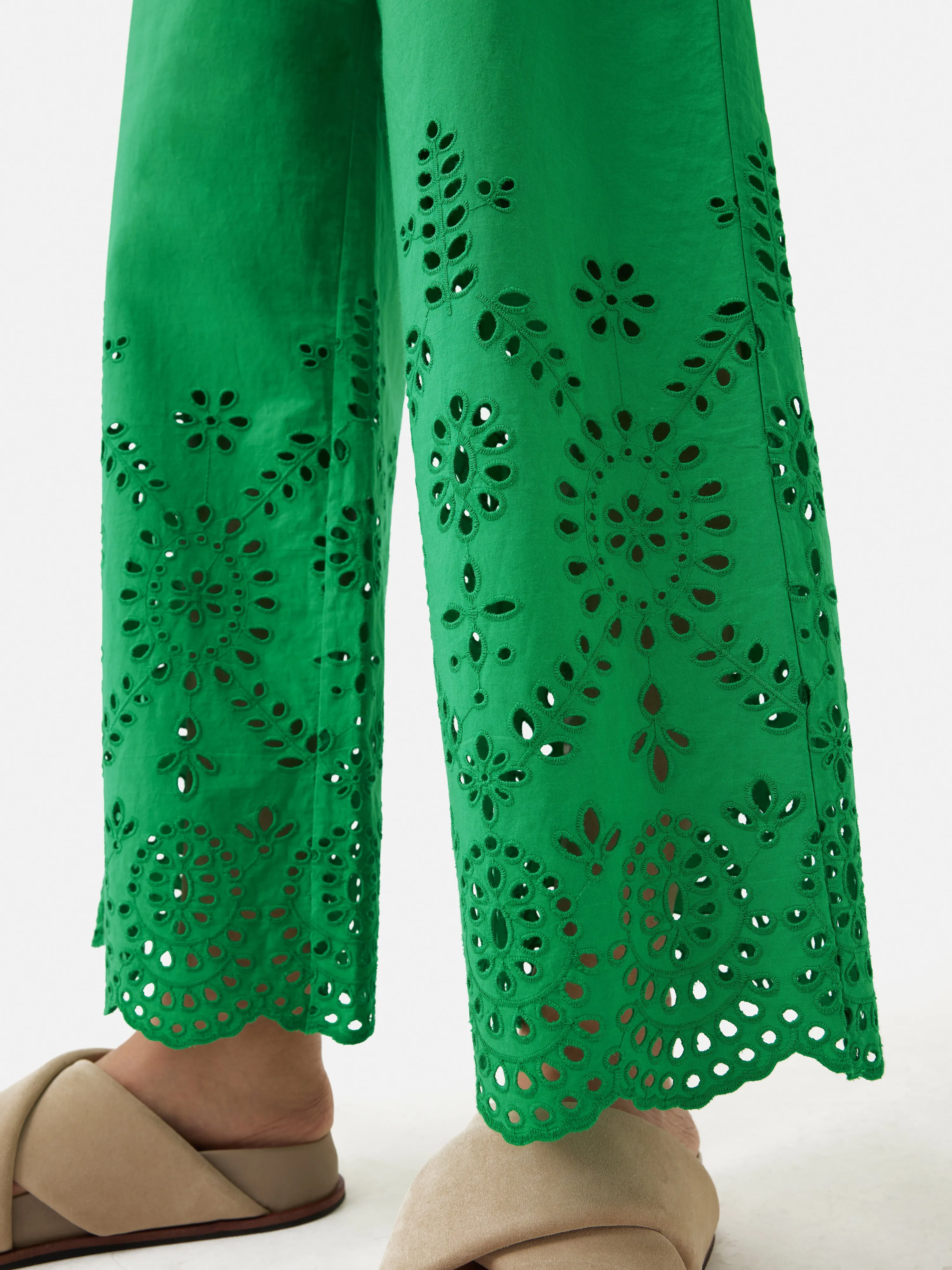 Broderie Beach Trouser | Green sold by Jigsaw product image thumbnail 3