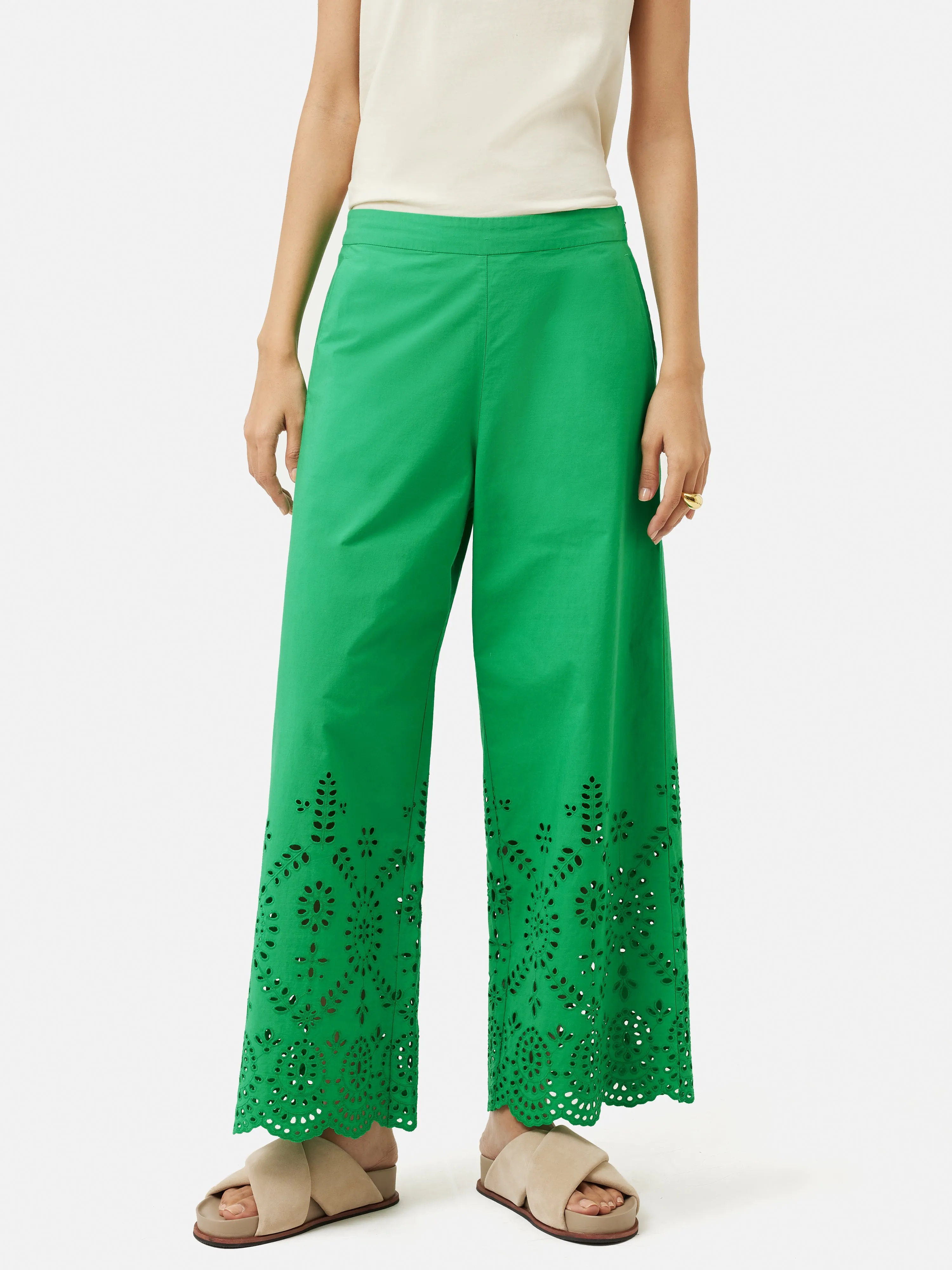 Broderie Beach Trouser | Green sold by Jigsaw product image thumbnail 2