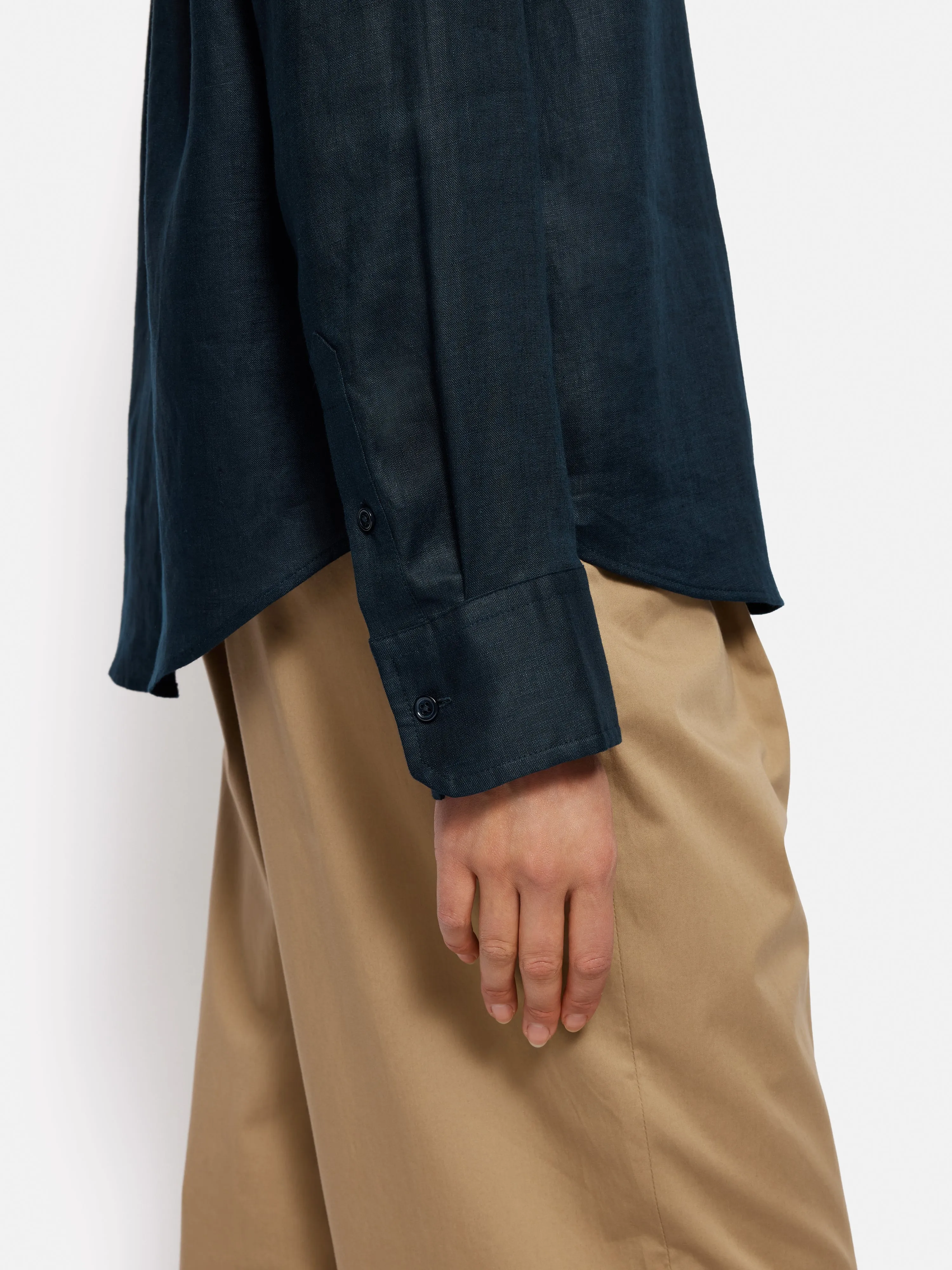 Linen Casual Shirt | Navy sold by Jigsaw product image thumbnail 4