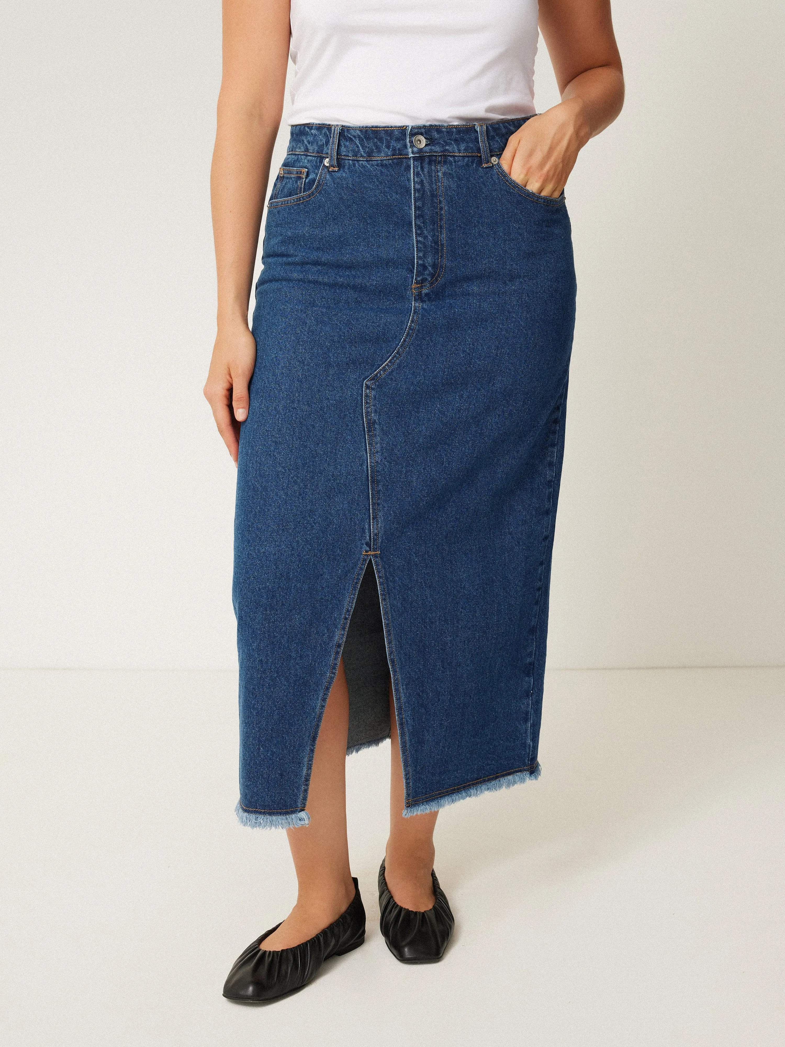 Denim Maxi Split Front Skirt | Vintage Mid Blue sold by Jigsaw