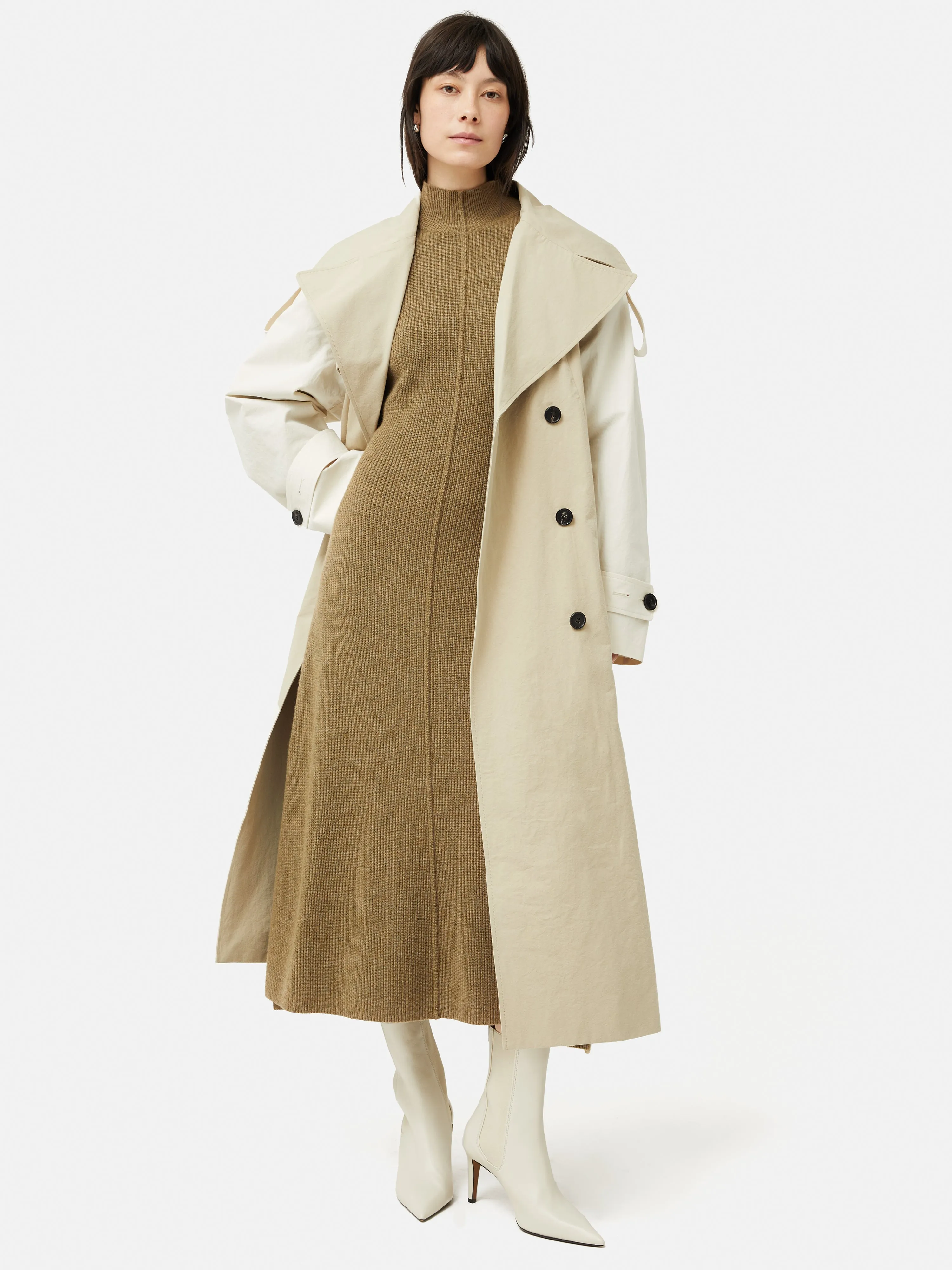 Merino Blend Batwing Dress | Khaki sold by Jigsaw product image thumbnail 5