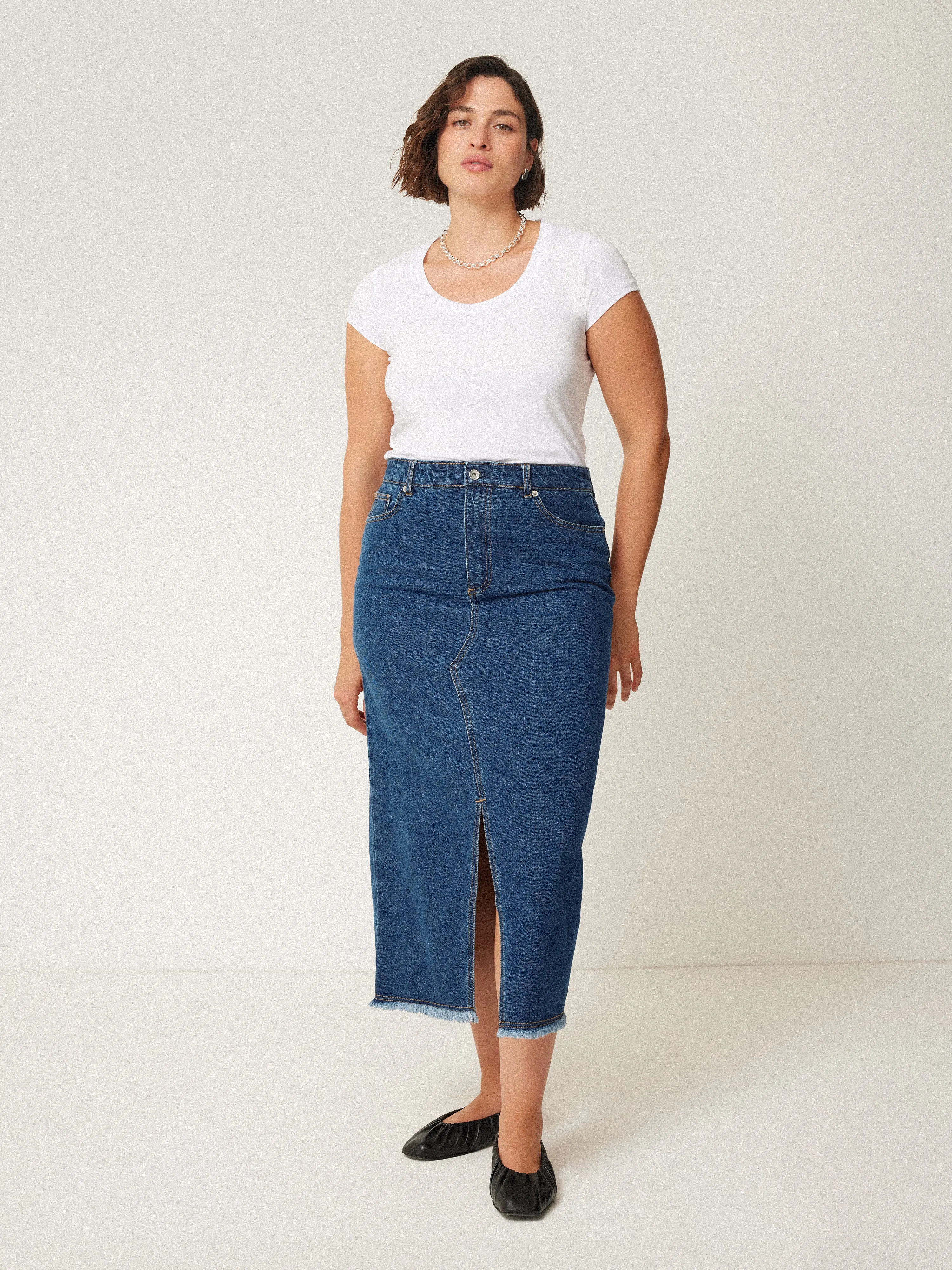 Denim Maxi Split Front Skirt | Vintage Mid Blue sold by Jigsaw product image thumbnail 4