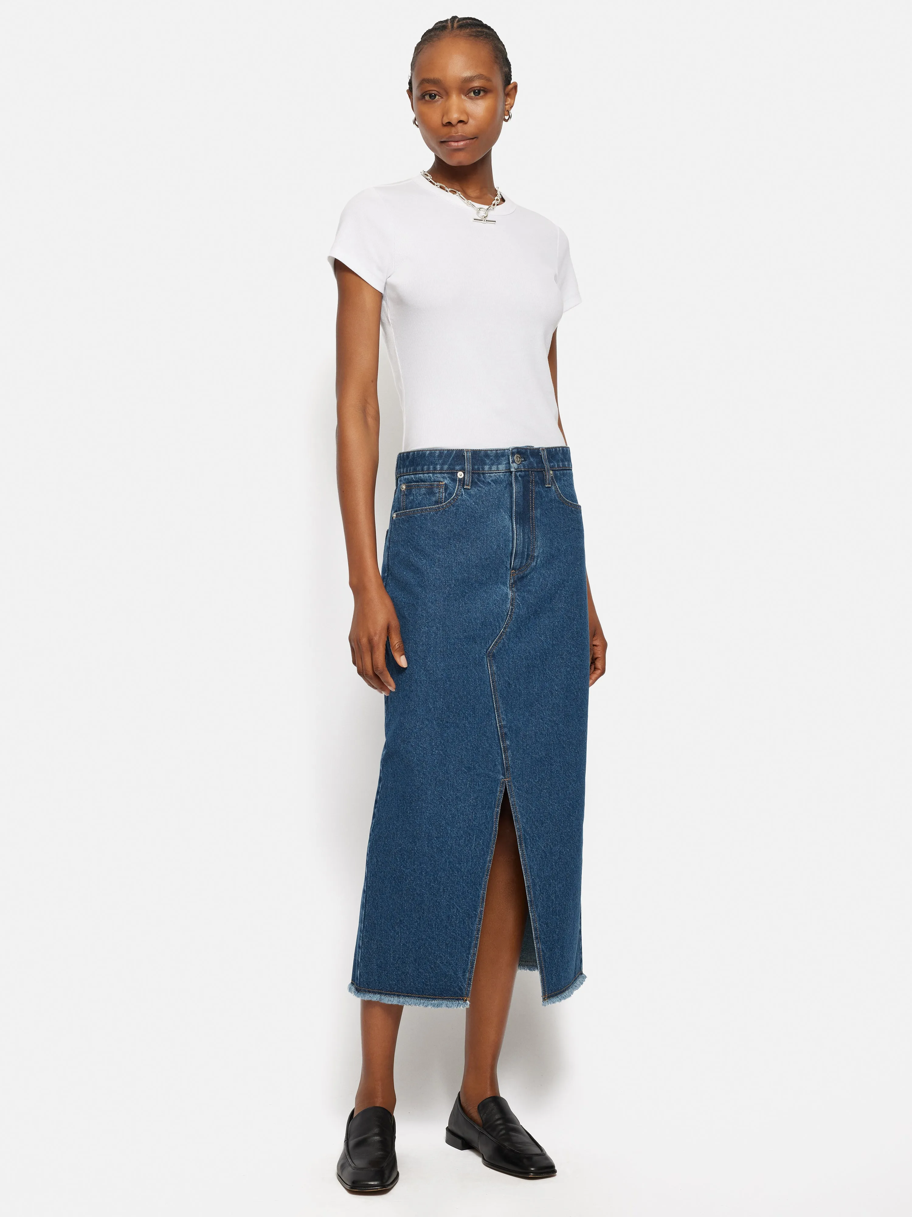Denim Maxi Split Front Skirt | Vintage Mid Blue sold by Jigsaw product image thumbnail 5