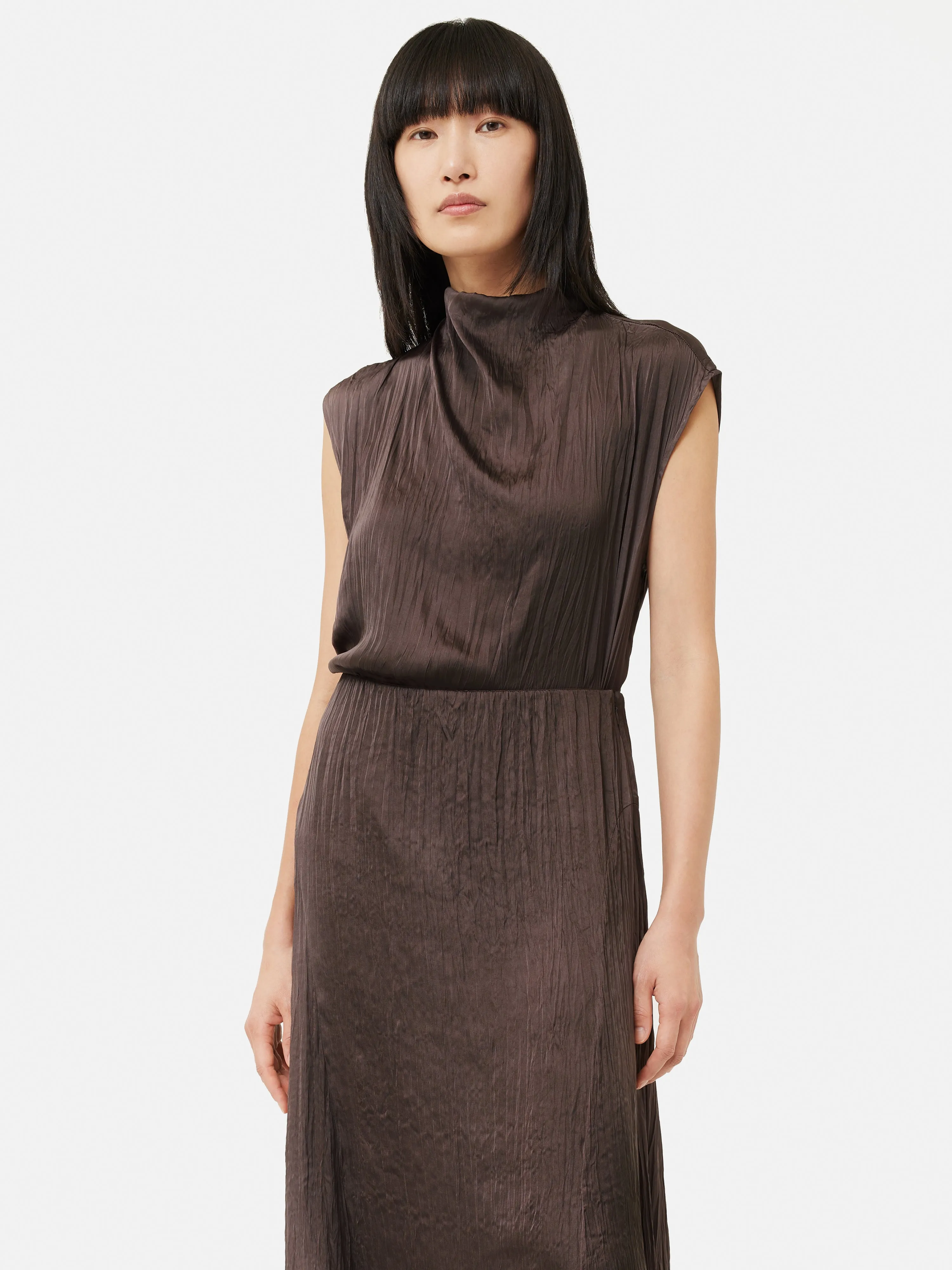 Satin Crinkle Sleeveless Top | Brown sold by Jigsaw product image thumbnail 2