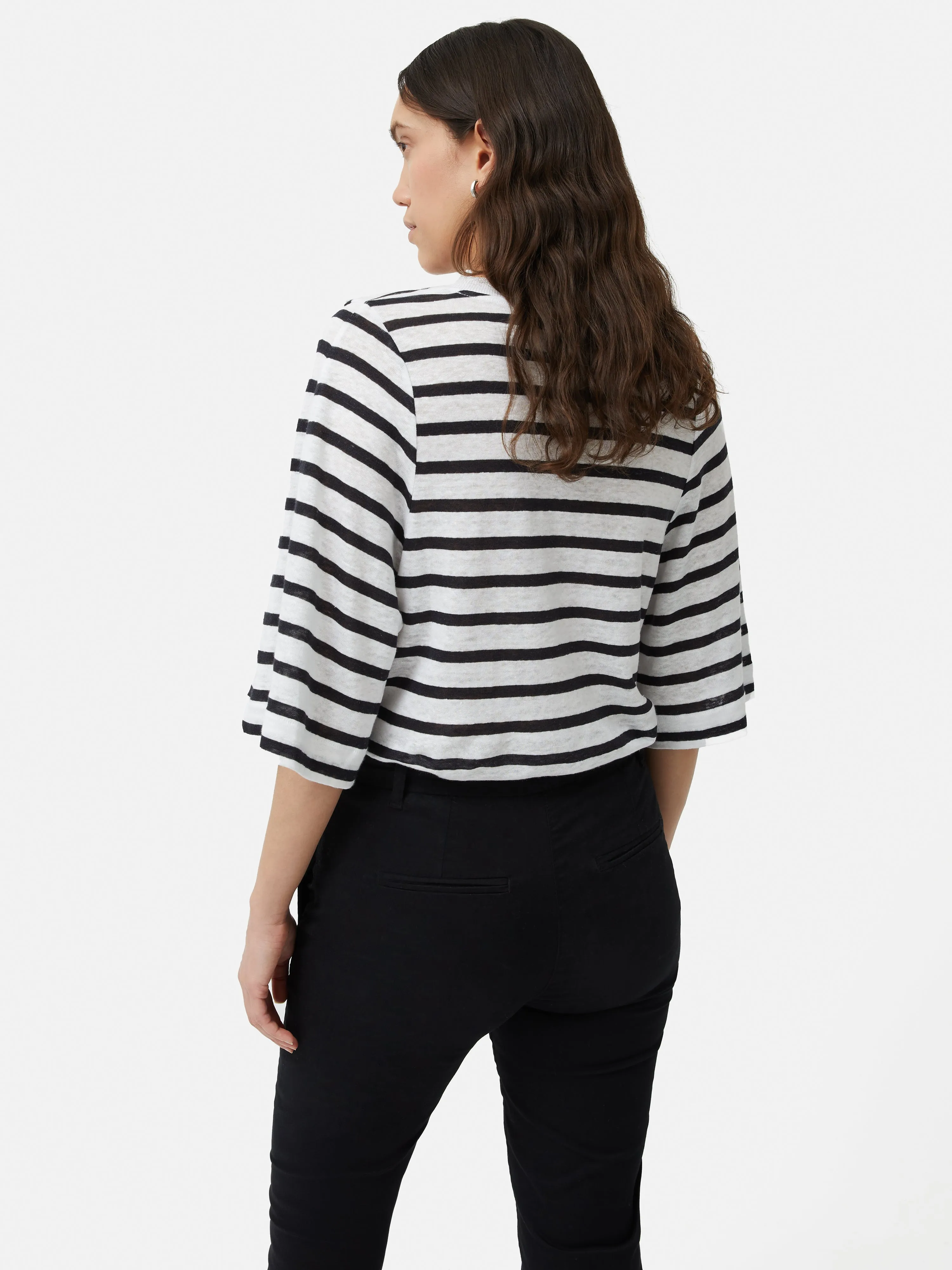 Linen Stripe Short Sleeve Tee | Navy sold by Jigsaw product image thumbnail 5