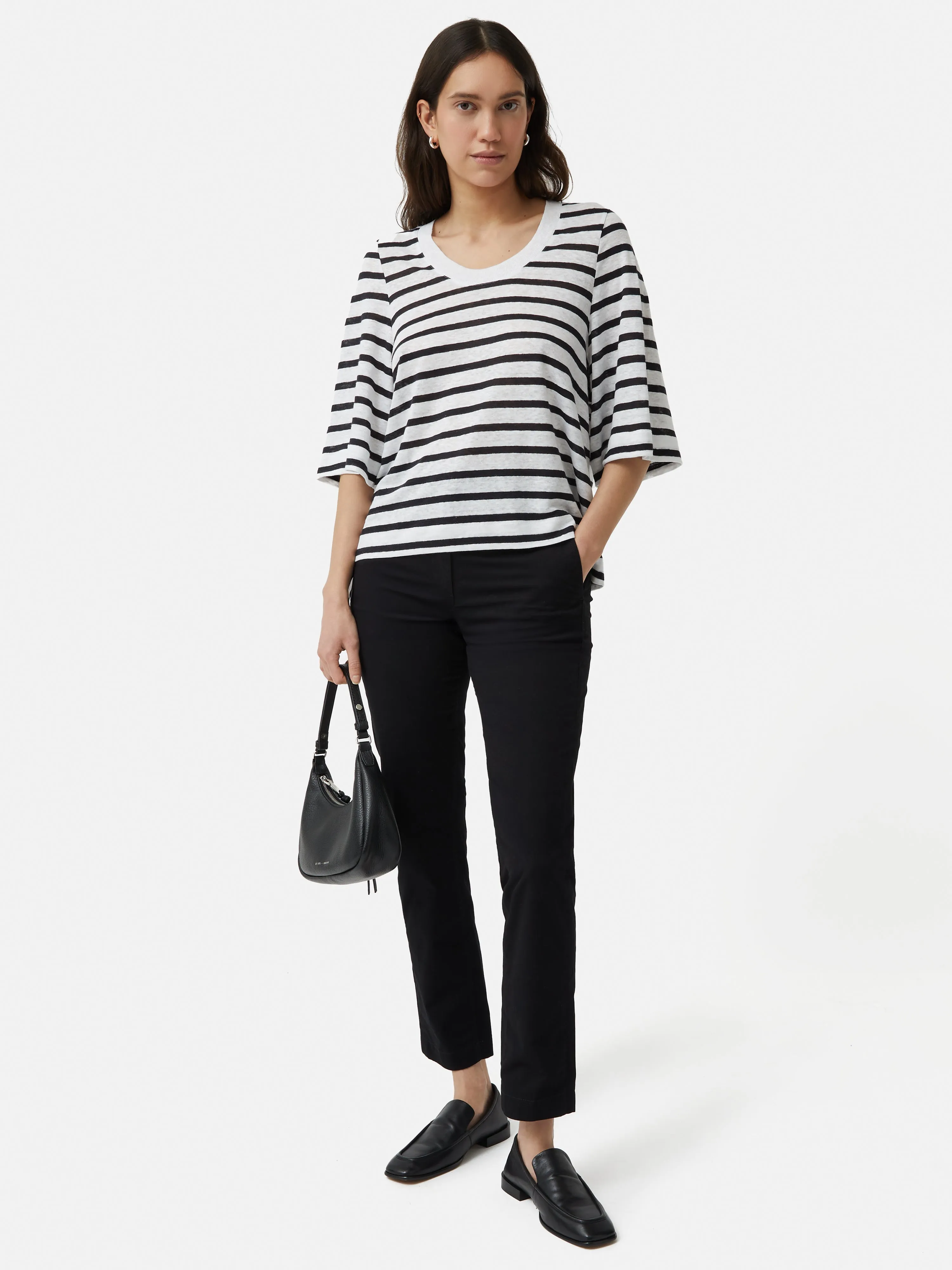 Linen Stripe Short Sleeve Tee | Navy sold by Jigsaw product image thumbnail 3